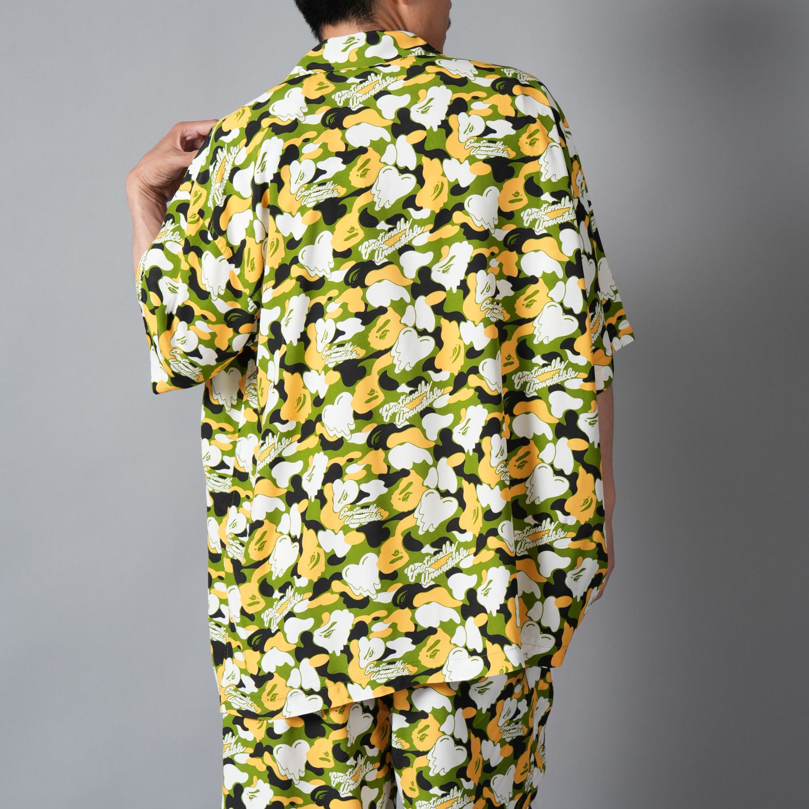 【コラボ】EU-MK8-0000-C02 / EU APE ALOHA SHIRT / GREEN / シャツ (グリーン)