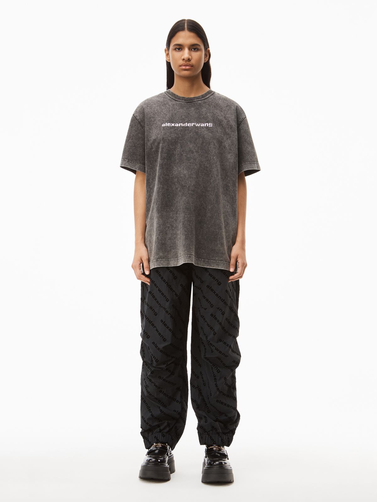 Alexander Wang アシッドウォッシュジャージークロップTシャツ XS