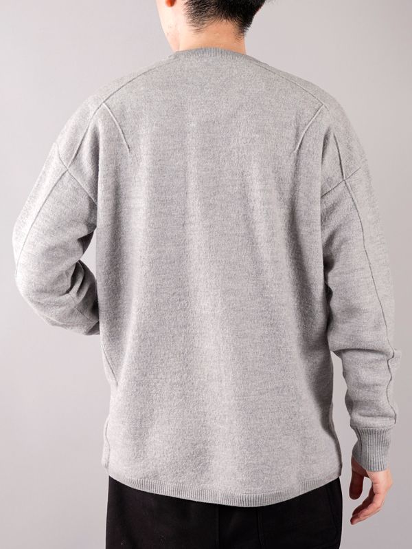 ラスト1点 / M CLASSIC MERINO BLEND KNITTED CREW SWEATER/ メンズ クラシック メリノ ニット クルー セーター (グレー)