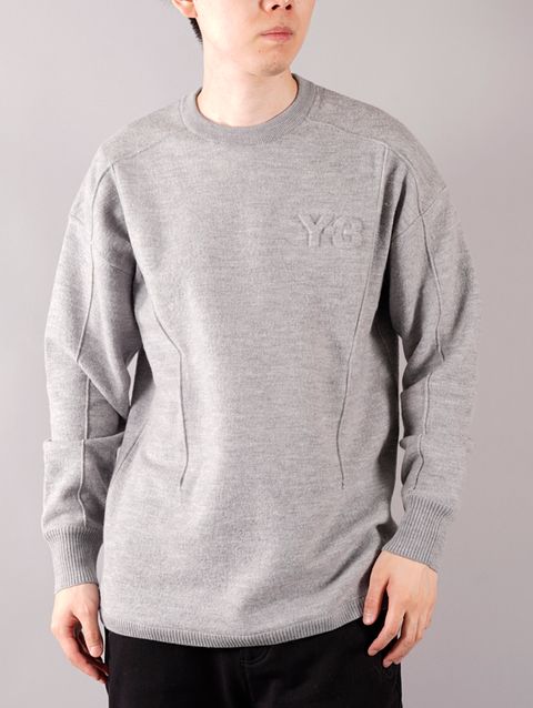 ラスト1点 / M CLASSIC MERINO BLEND KNITTED CREW SWEATER/ メンズ クラシック メリノ ニット クルー セーター (グレー)