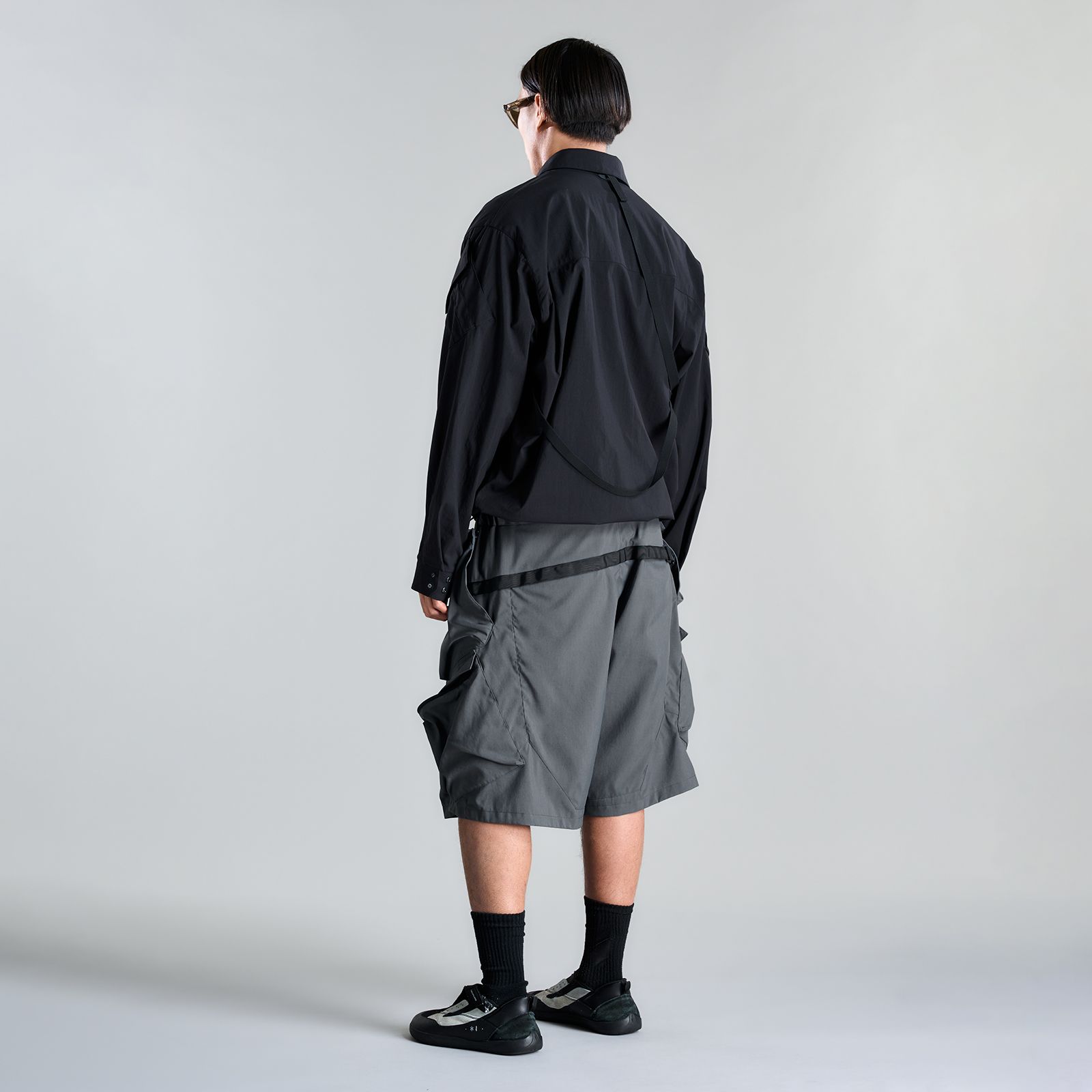 LA12-M / NYLON STRETCH SHIRT JACKET / ナイロンストレッチシャツジャケット [ストレートフィット] (ブラック)