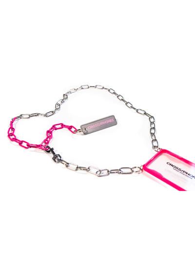 CROSSPHONE SILVER AND PINK CHAIN CASE - フォンアクセサリー (シルバー/ピンク)