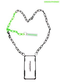 CROSSPHONE BLACK AND GREEN CHAIN CASE - フォンアクセサリー (ブラック/グリーン)
