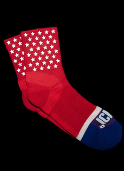 Red Basic Quarter Ankle Stars Socks - ソックス (レッド)