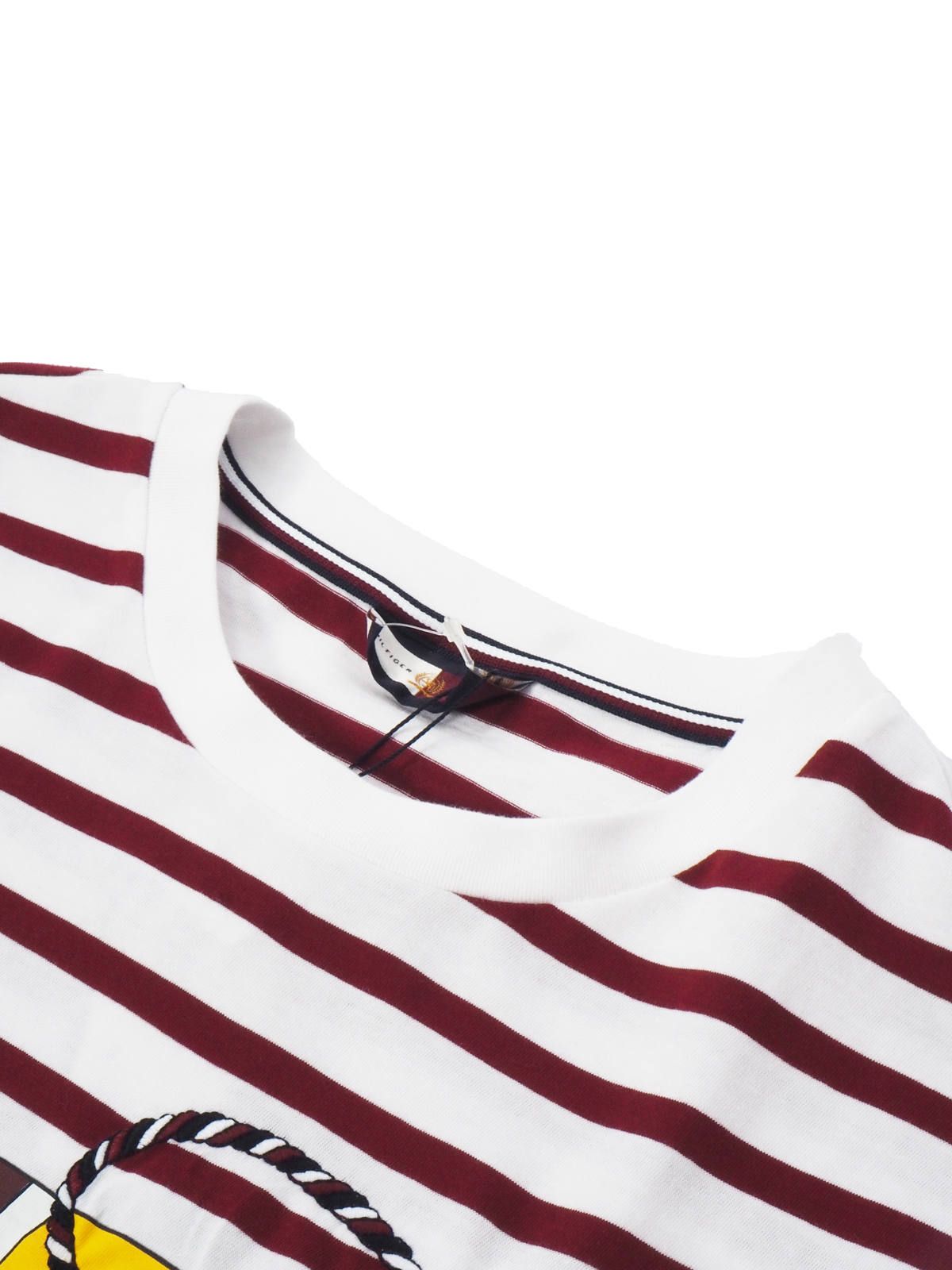 HCM STRIPED NAUTICAL LOGO TEE / ヒルフィガーコレクション / ストライプド ノーティカル ロゴ Tシャツ(ホワイト/レッド)