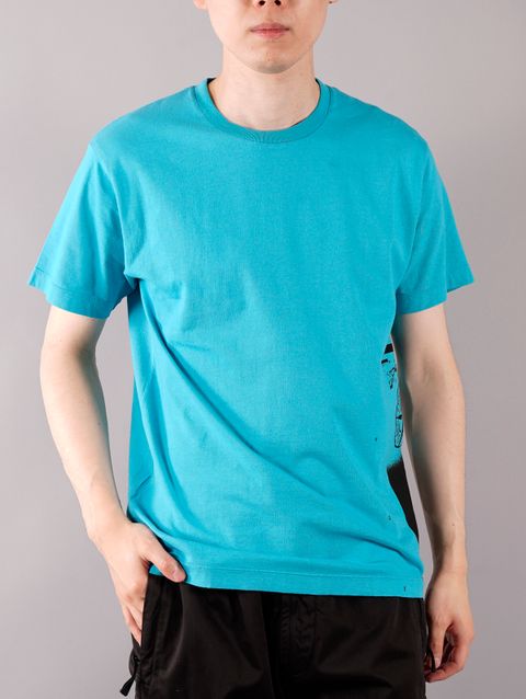 【ラスト1点】“DRONE ONE” / プリント Tシャツ / ターコイズブルー [2NS83]