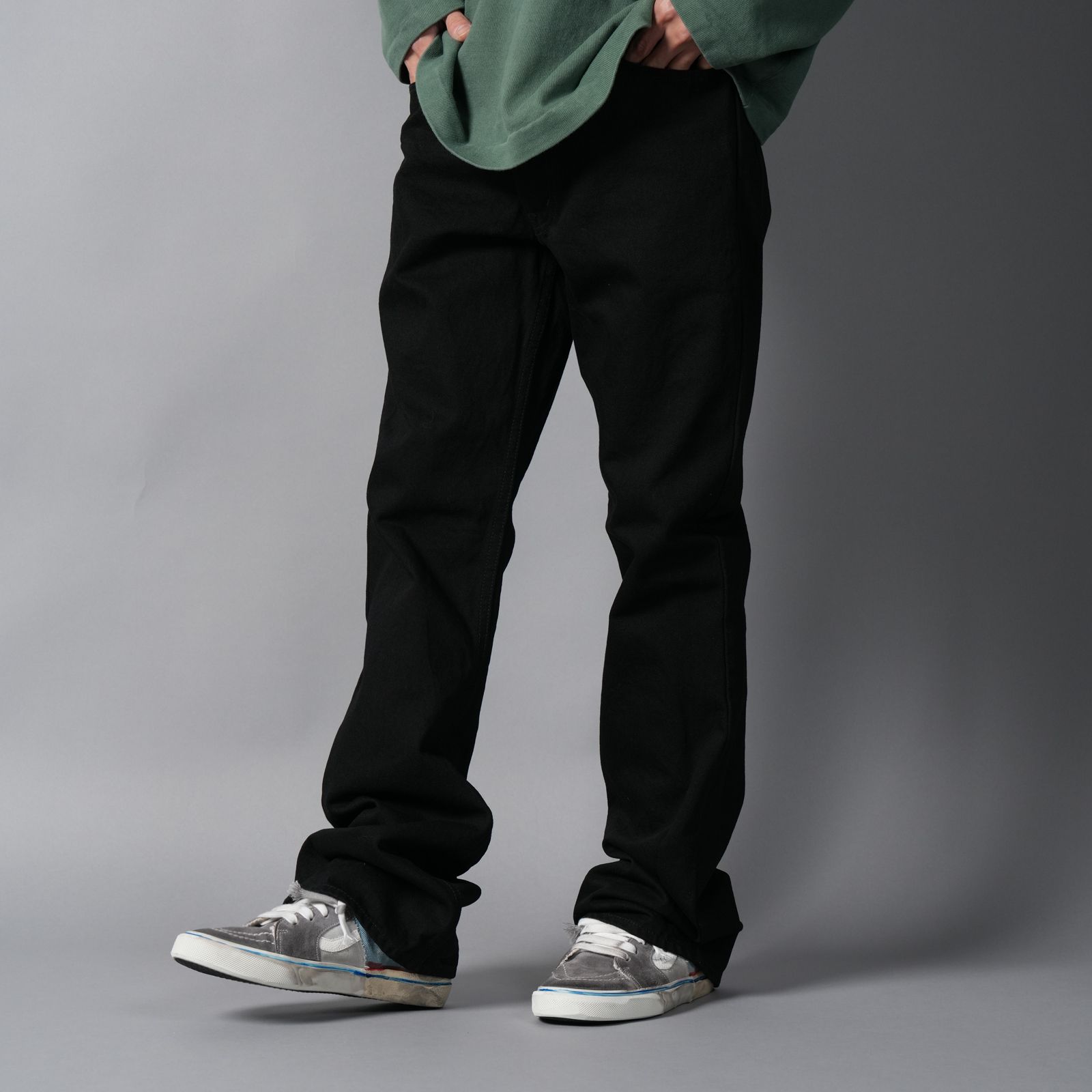 【ラスト1点】SM-MK8-0000-078 / BLACK DENIM PANTS / FLARE / デニムパンツ (ブラック)