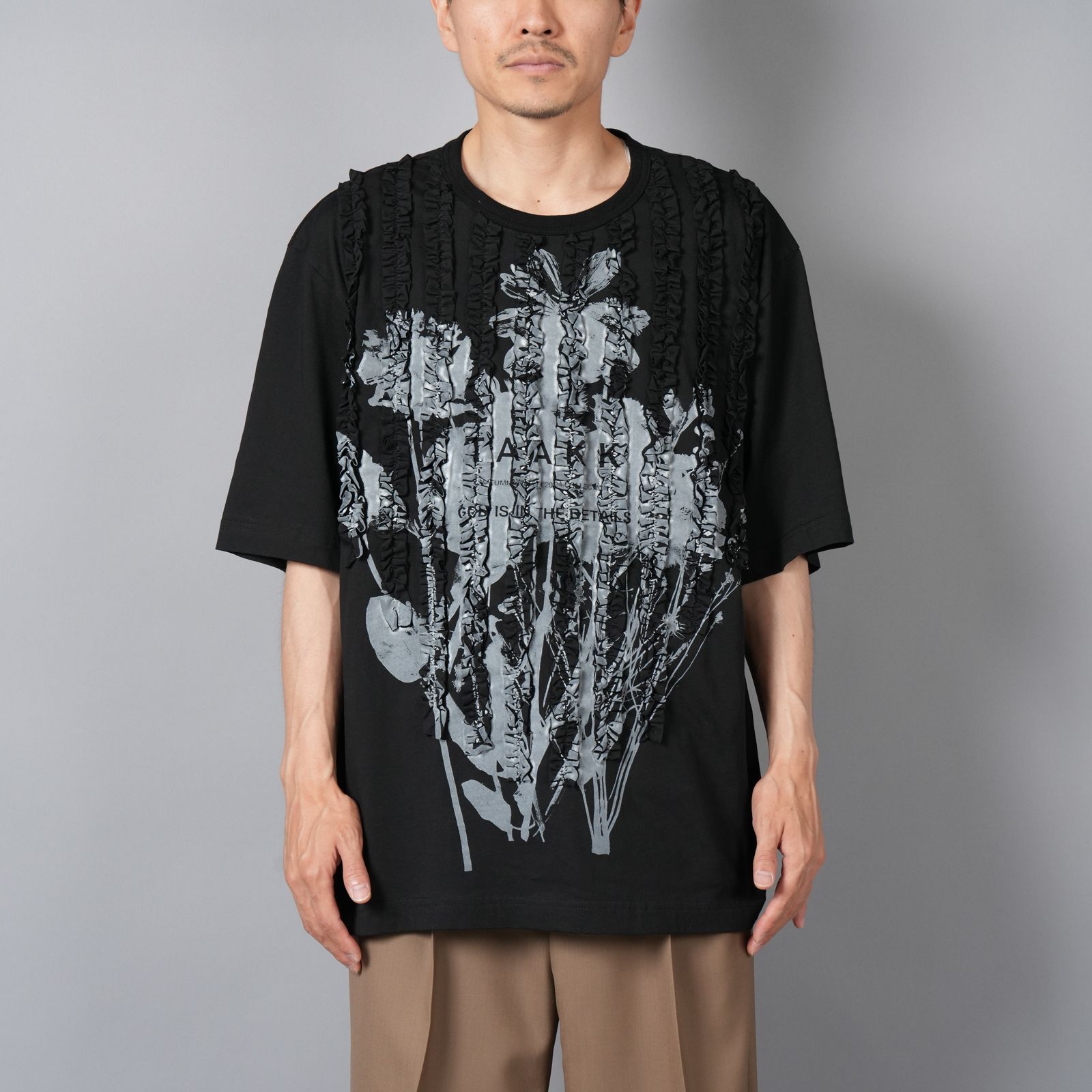 【ラスト1点】RUFFLE PRINT JERSEY / ラッフルプリント ジャージー / Tシャツ (ブラック)