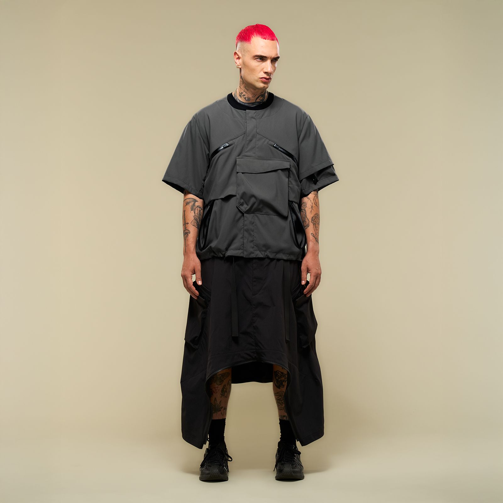 【残りわずか】V1A-M / NYLON STRETCH INTERROPS VEST / ベスト [ワイドフィット] (グレー)