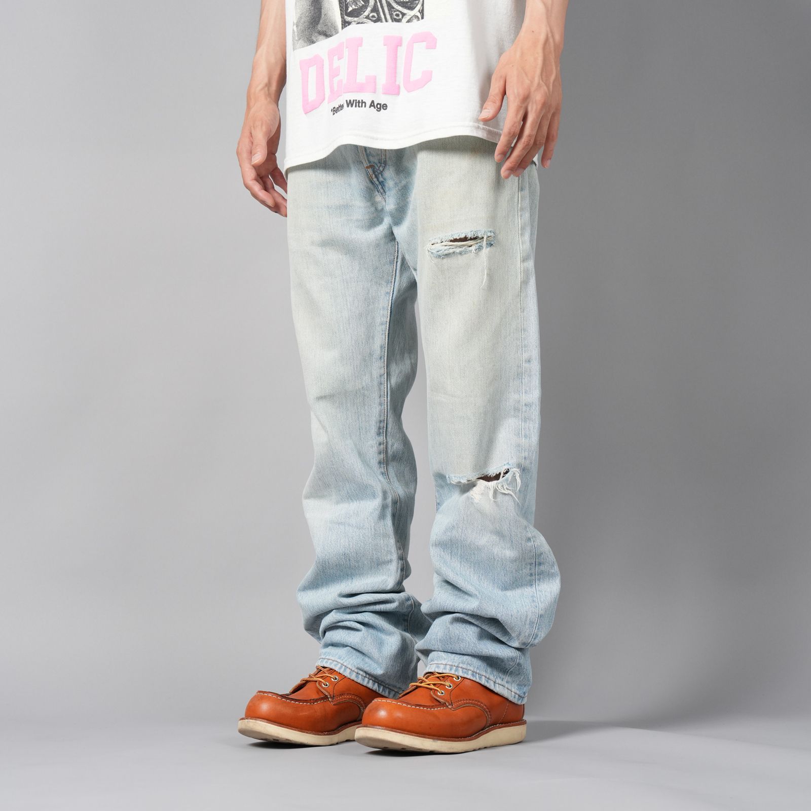 BASICKS x Vintage Levi's Heart Pocket Damage Denim / ハートポケットダメージデニム [34インチ] (ブルー)
