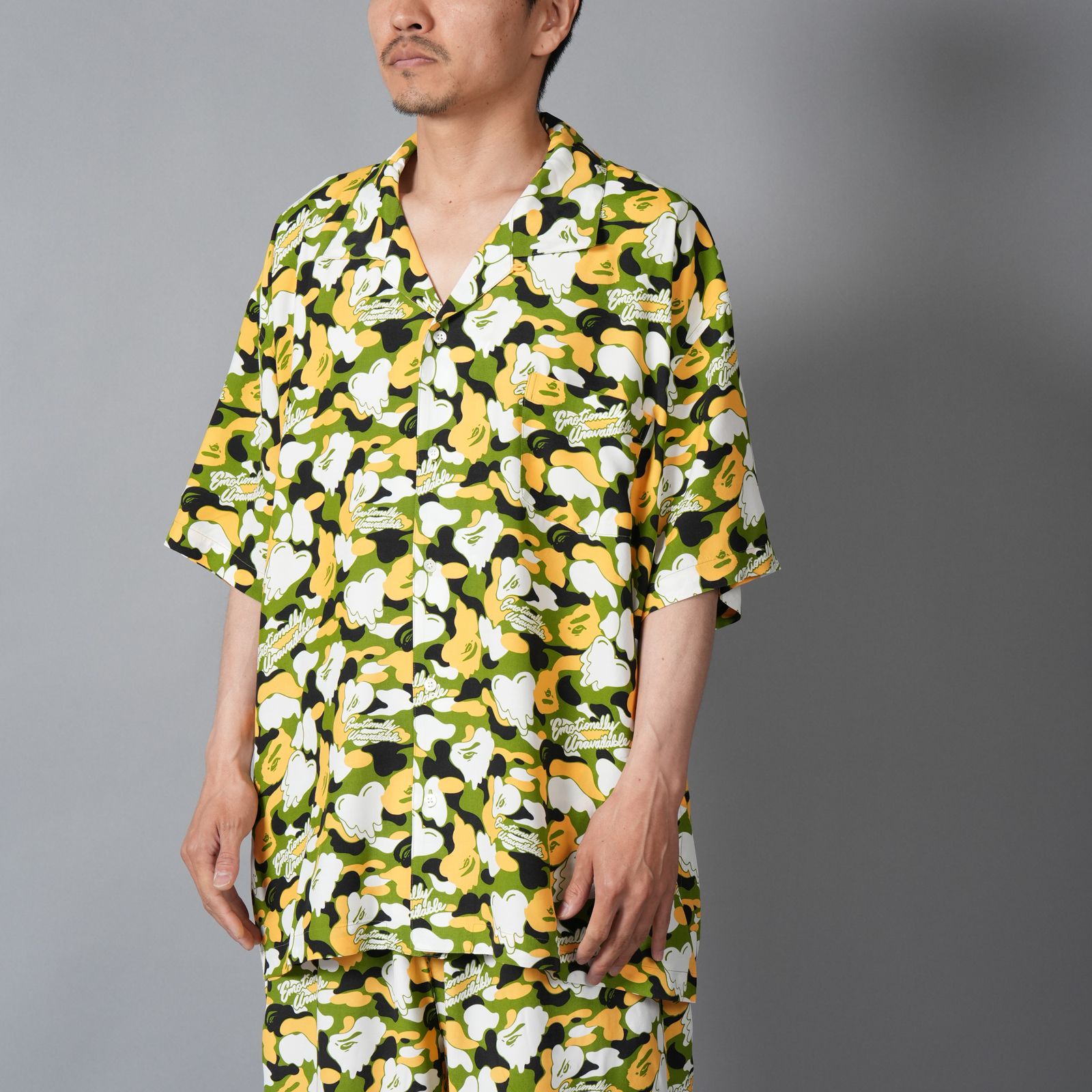 【コラボ】EU-MK8-0000-C02 / EU APE ALOHA SHIRT / GREEN / シャツ (グリーン)
