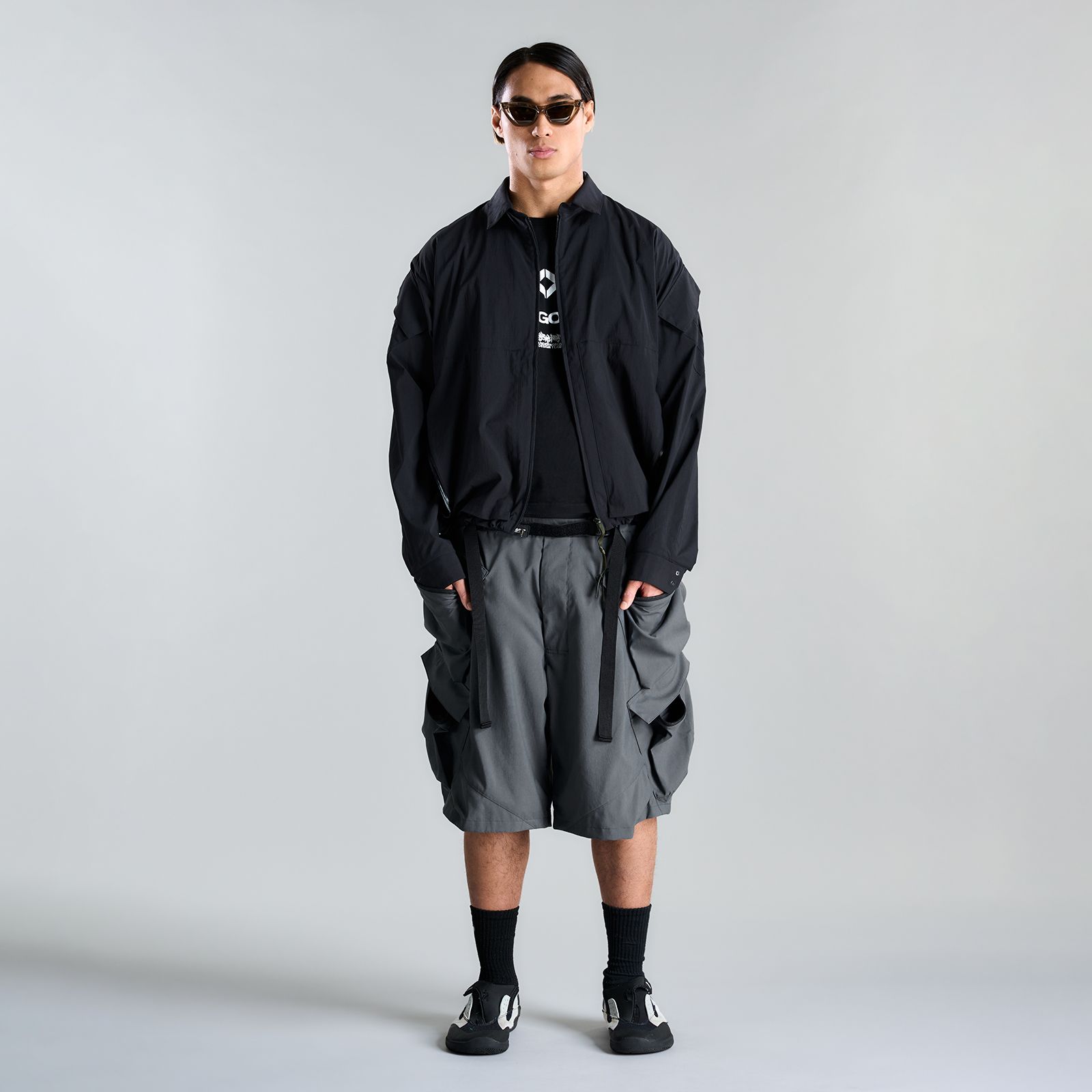 LA12-M / NYLON STRETCH SHIRT JACKET / ナイロンストレッチシャツジャケット [ストレートフィット] (ブラック)