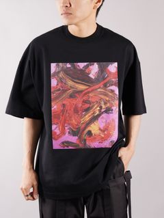 プリント Tシャツ / ドロップショルダー / ブラック