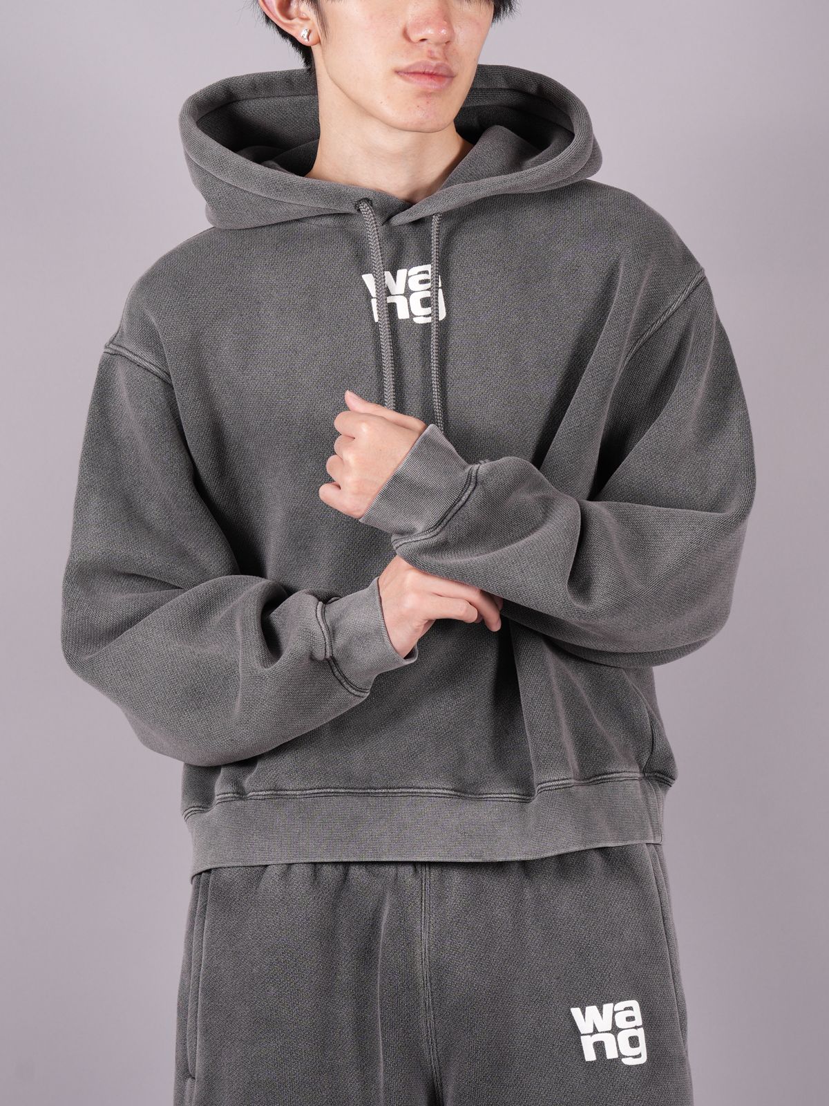 alexander wang - ESSENTIAL TERRY HOODIE WITH PUFF PAINT LOGO