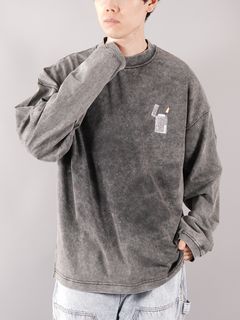 ラスト1点 / CLASSIC LONG SLEEVE TEE WITH LIGHTER GRAPHIC / クラシック ロングスリーブ T ウィズ ライターグラフィック (アシッドブラック)