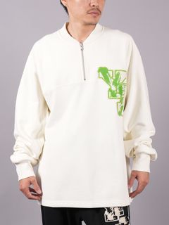 Y-3 GRAPHIC LOGO FRENCH TERRY CREW SWEATER   / グラフィックロゴ フレンチテリー クルーセーター / ジップアップスウェット (オフホワイト)
