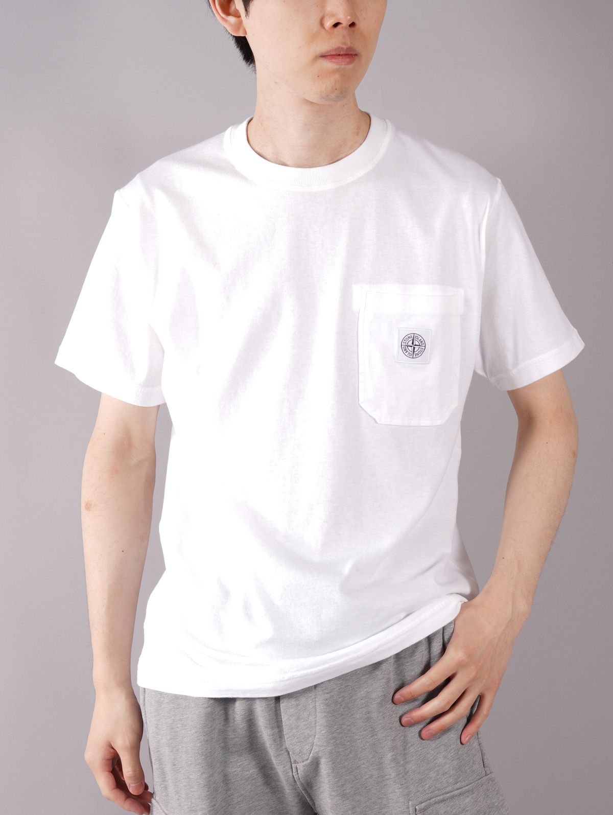 STONE ISLAND - FISSATO' TREATMENT / ポケット Tシャツ (コットン