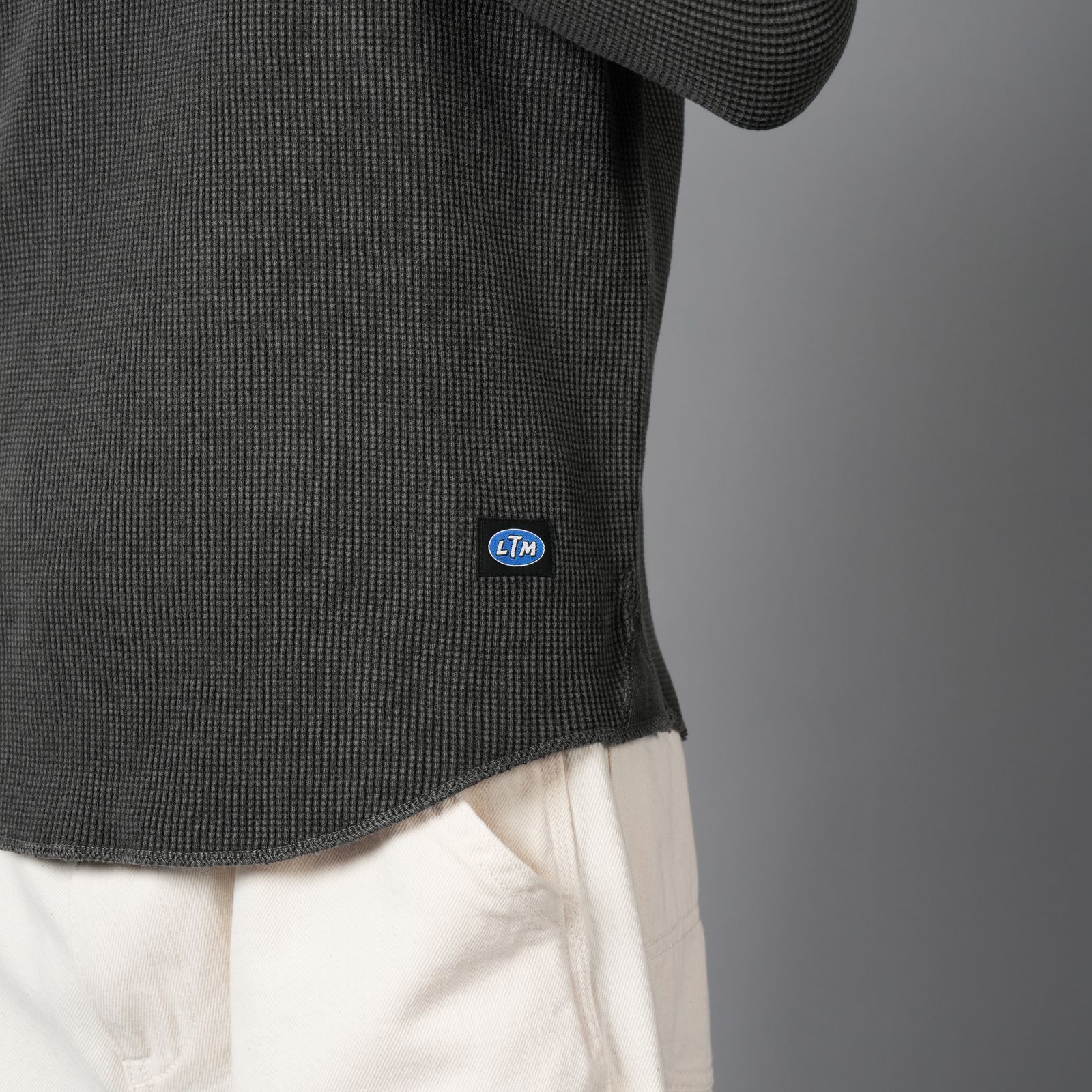 WAFFLE HENLEY NECK SHIRTS / ワッフル ヘンリーネックシャツ (ブラック)