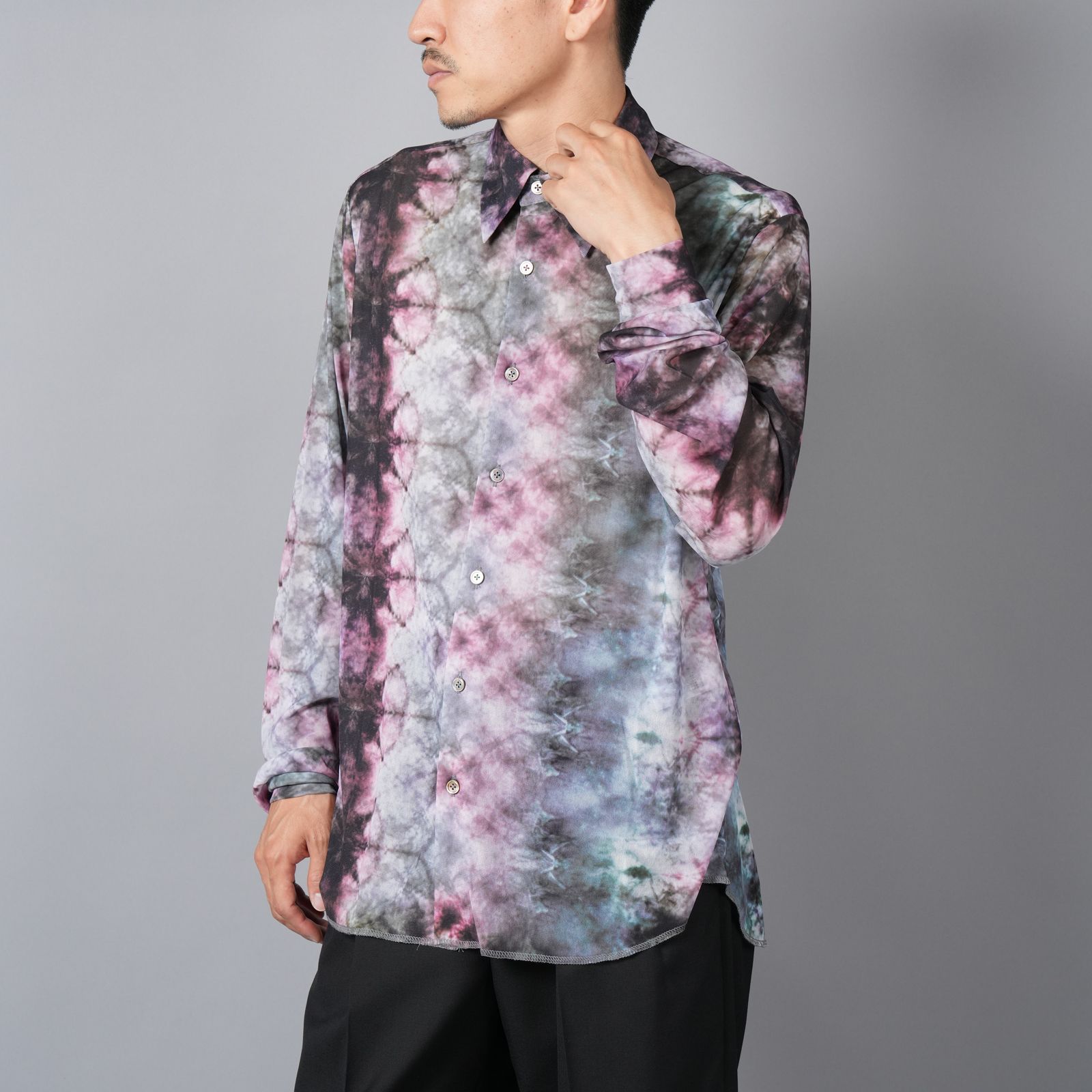 【ラスト1点】TIE DYE TULLE SHIRTS / タイダイ チュールシャツ (ピンク)