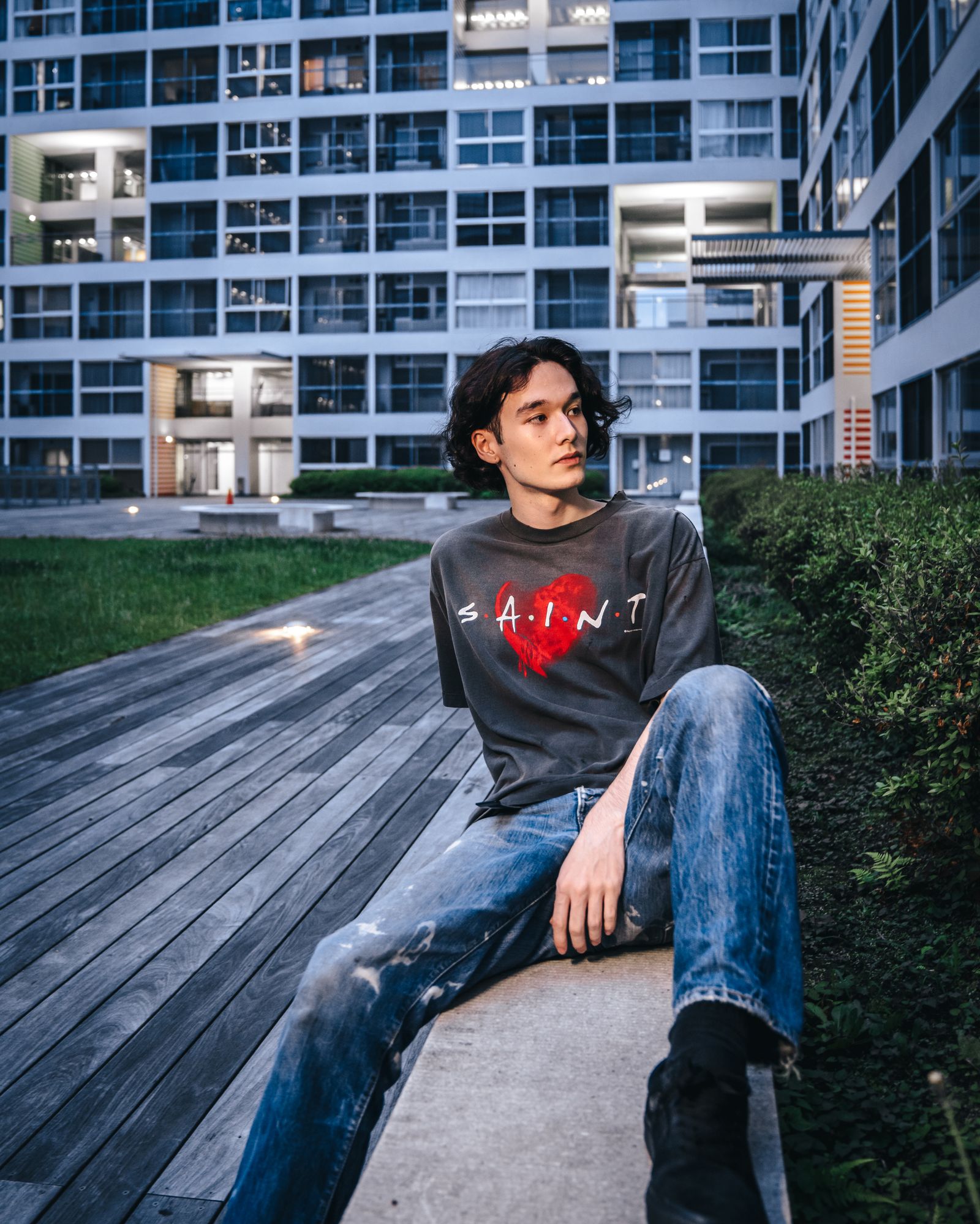SAINT M×××××× - SM-A22-0000-004/SS TEE/ HEART/BLACK / T