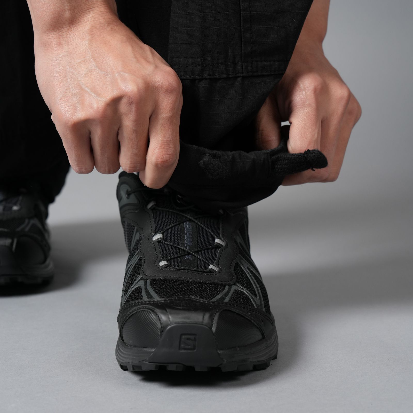 3100007 MERCERISED ORGANIC COTTON RIPSTOP / カーゴパンツ (ブラック)