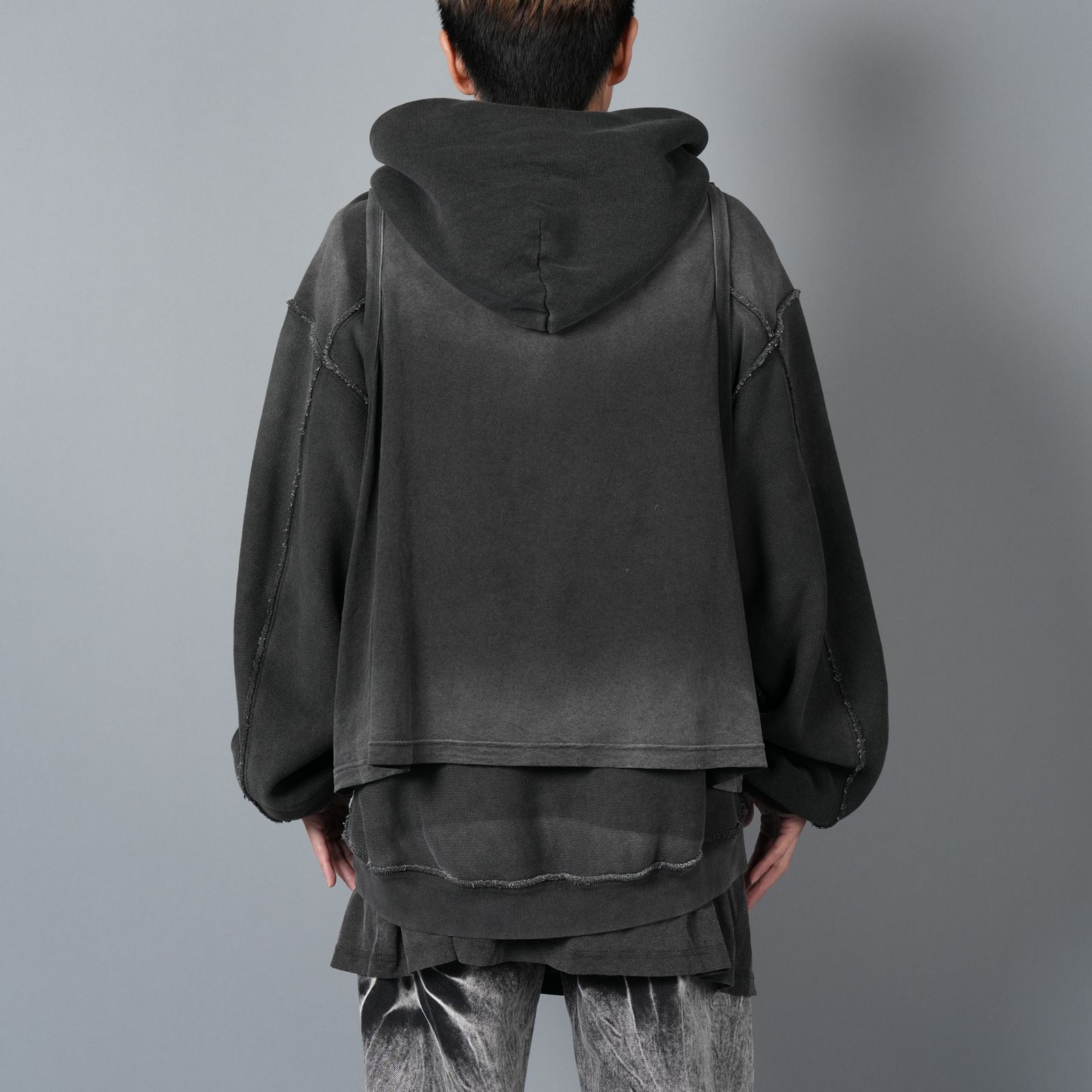 OVERSIZED UNISEX TRIPLE LAYER HOODIE / コットン オーバーサイズ トリプルレイヤー フーディー 【ユニセックス】 (ブラック)