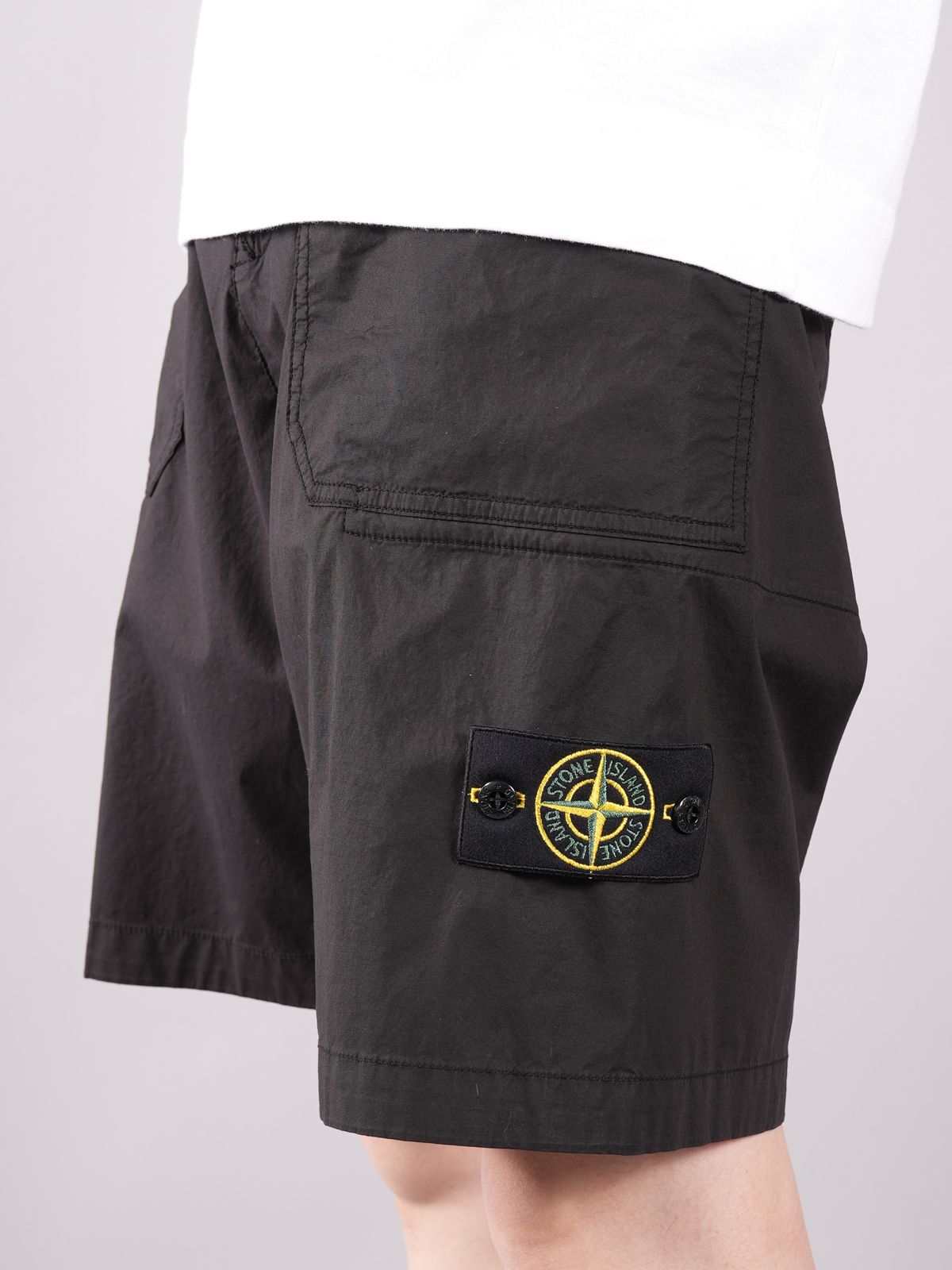 ラスト1点 / STRETCH COTTON TELA 'PARACADUTE'_GARMENT DYED / ハーフパンツ (ブラック)