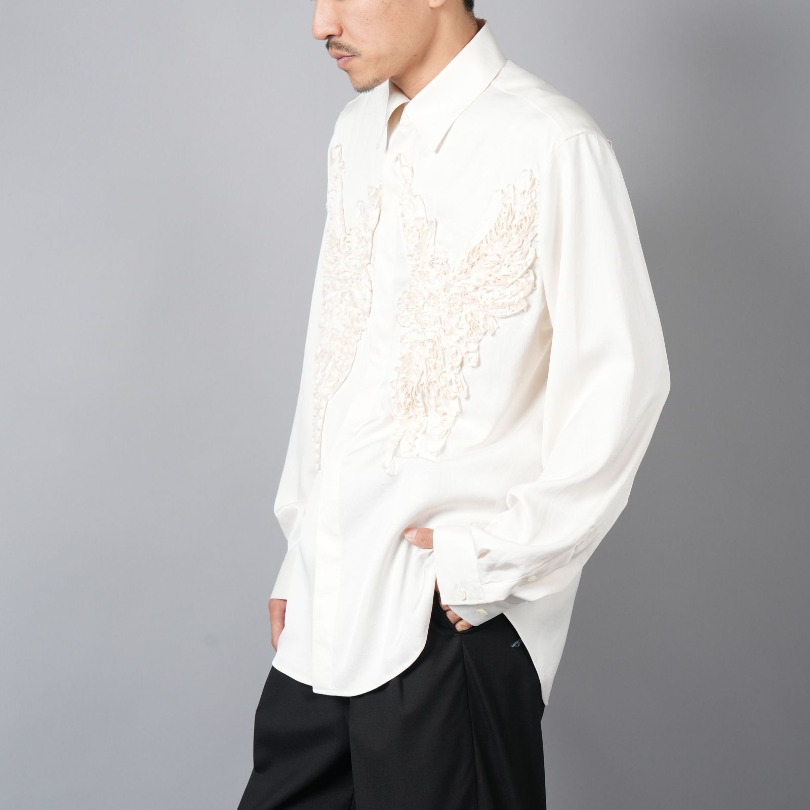 【ラスト1点】BIRD EMBROIDERY SHIRTS / バード エンブロイダリー シャツ (ホワイト)