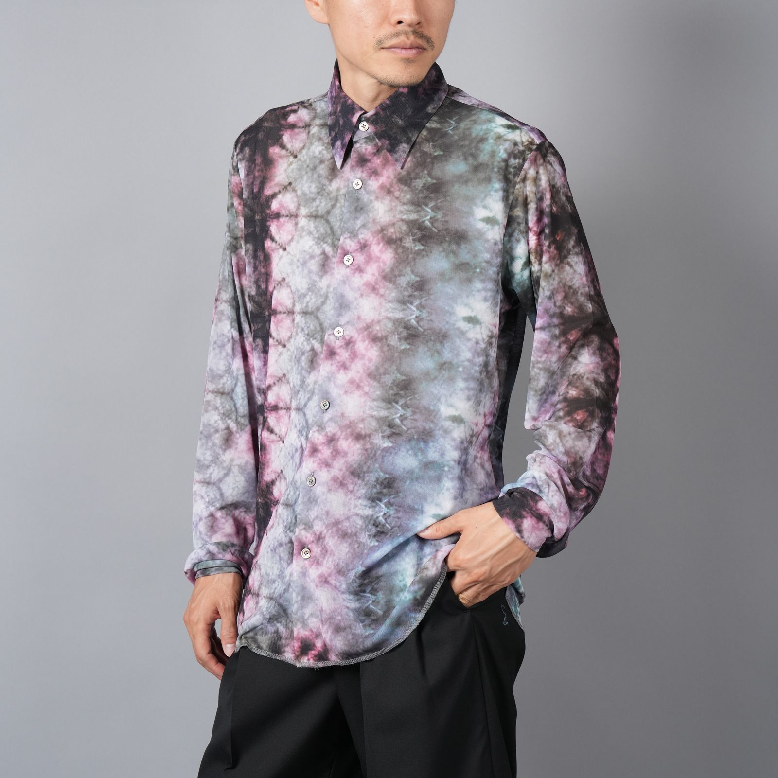 【ラスト1点】TIE DYE TULLE SHIRTS / タイダイ チュールシャツ (ピンク)