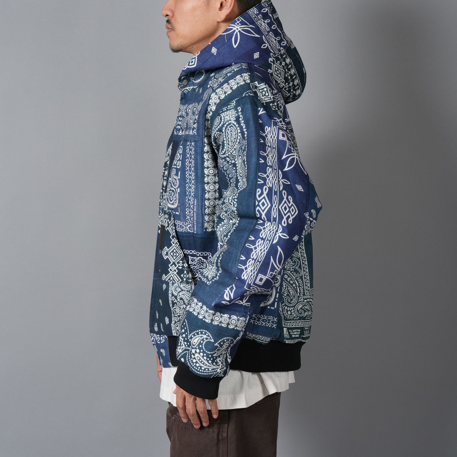 MH027 / Quilted Hoodie Jacket / キルテッド フーディージャケット (ブルー)