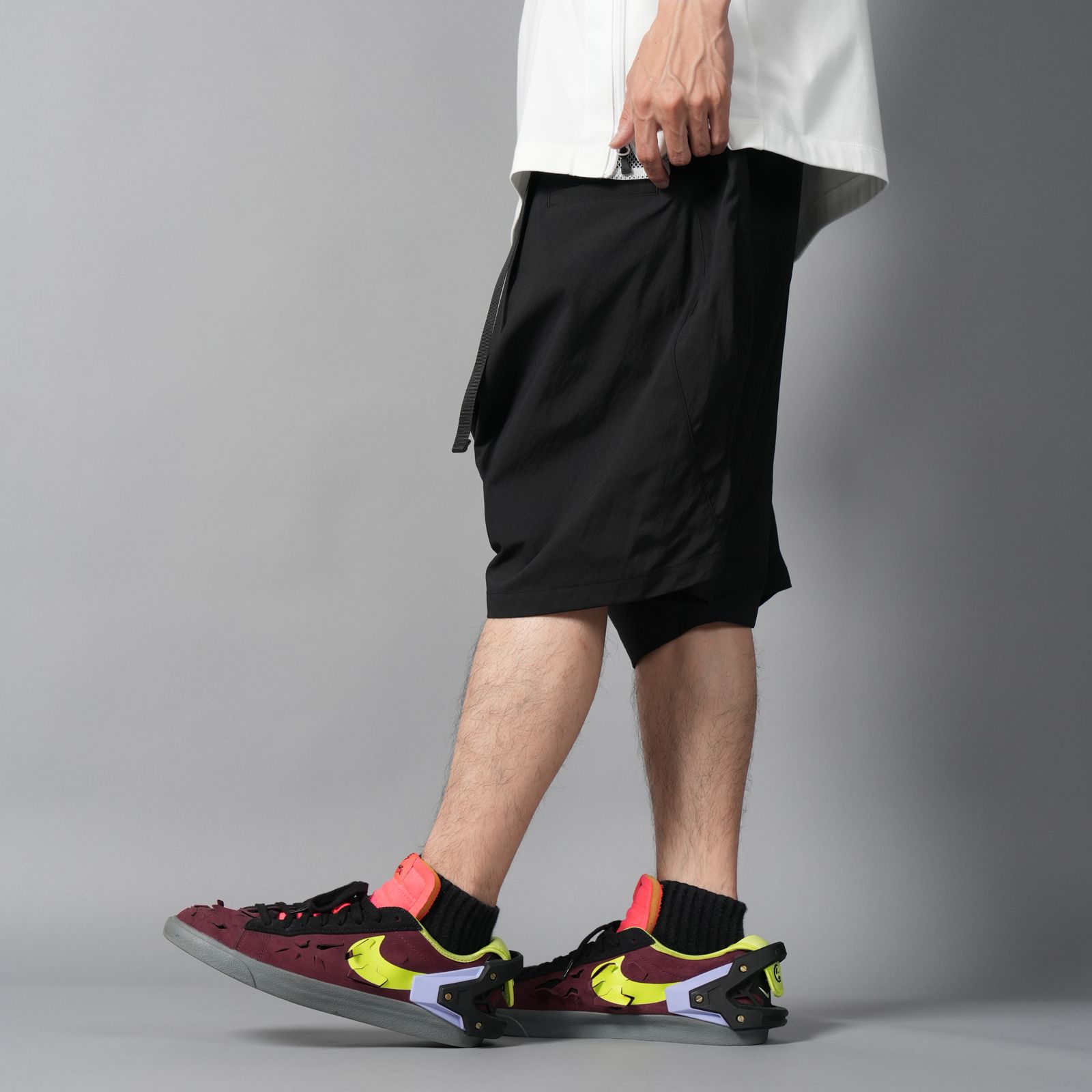 SP62-M / NYLON STRETCH WEB BELT SHORT PANT / ショートパンツ [ウルトラワイドフィット][ストレッチ入り] (ブラック)