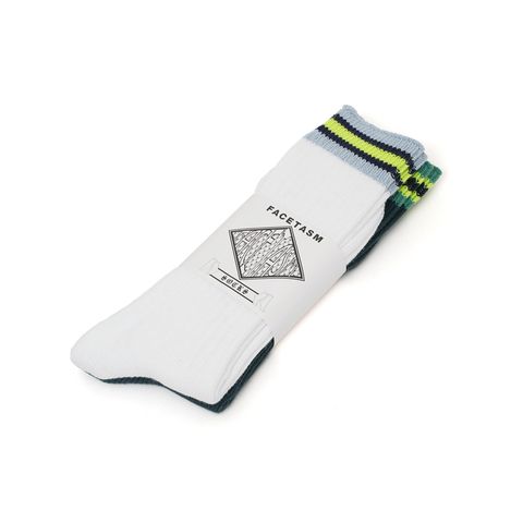 RIB SOCKS / リブソックス  (ホワイト/ティール)