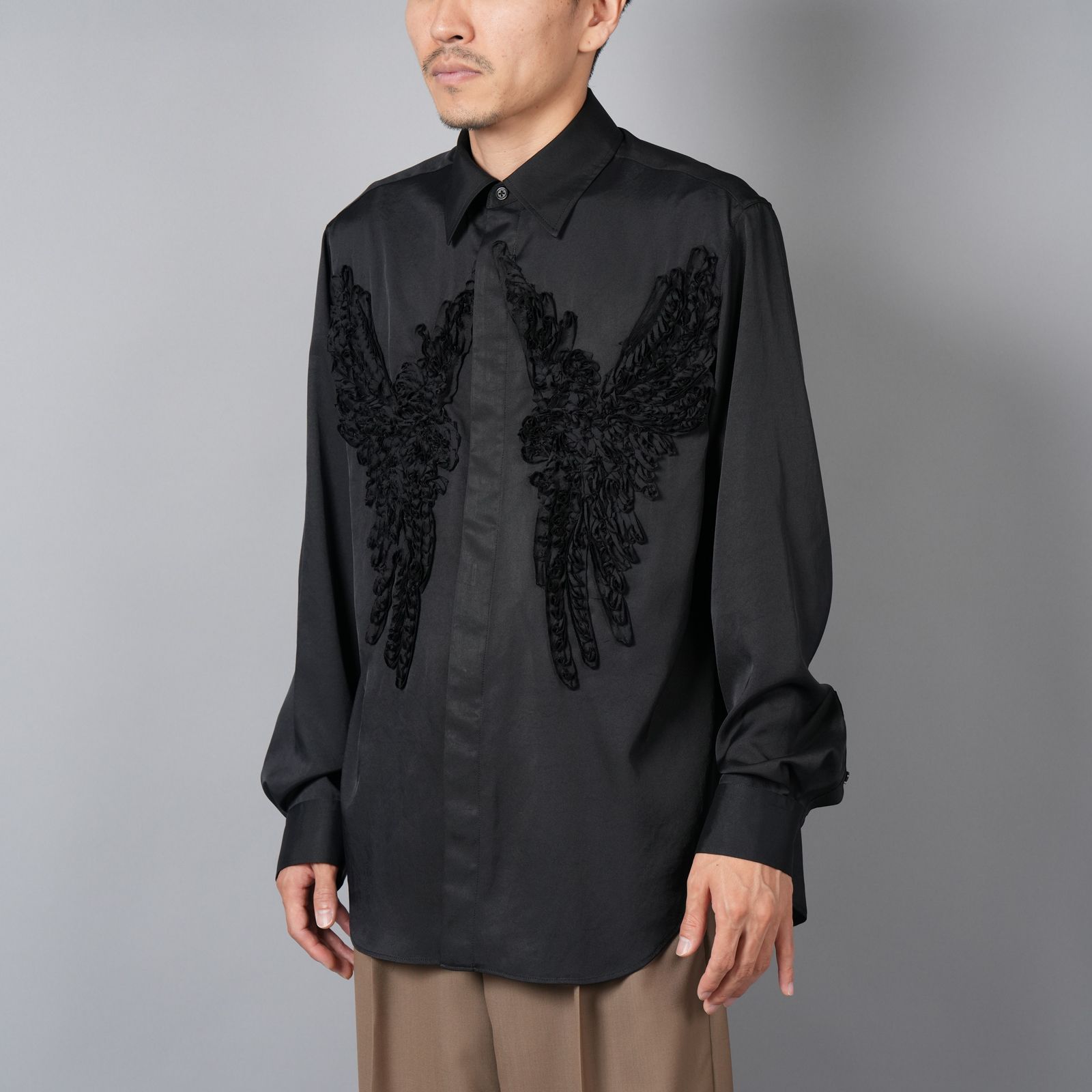 【ラスト1点】BIRD EMBROIDERY SHIRTS / バード エンブロイダリー シャツ (ブラック)