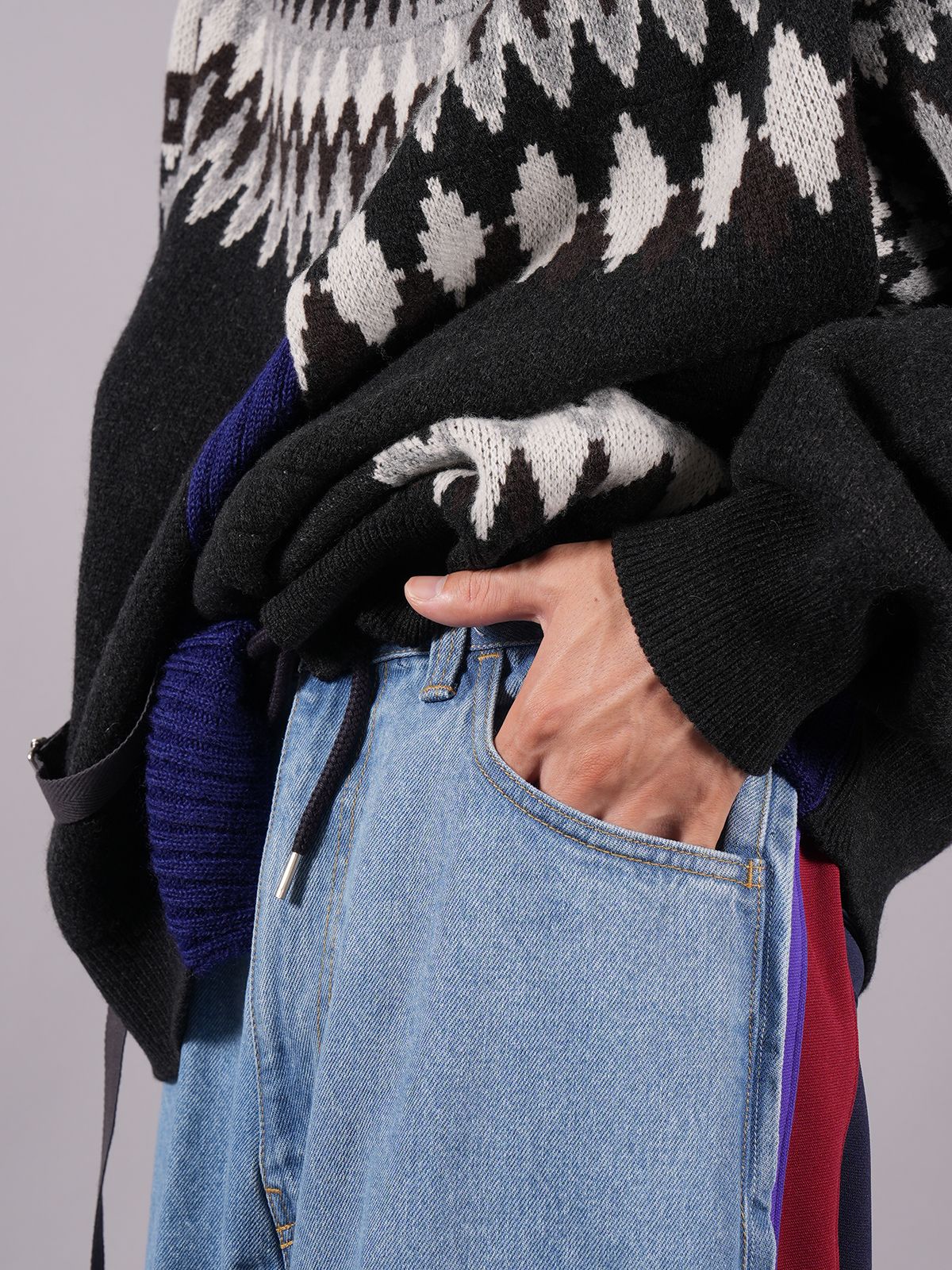 【OUTLET】JERSEY MERGING DENIM PANTS / ジャージー マージング デニムパンツ (インディゴ)