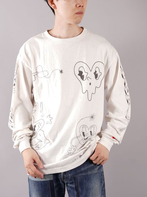 EU-A21-0000-011 / LS TEE HEART FA / ロングスリーブ Tシャツ (ホワイト)
