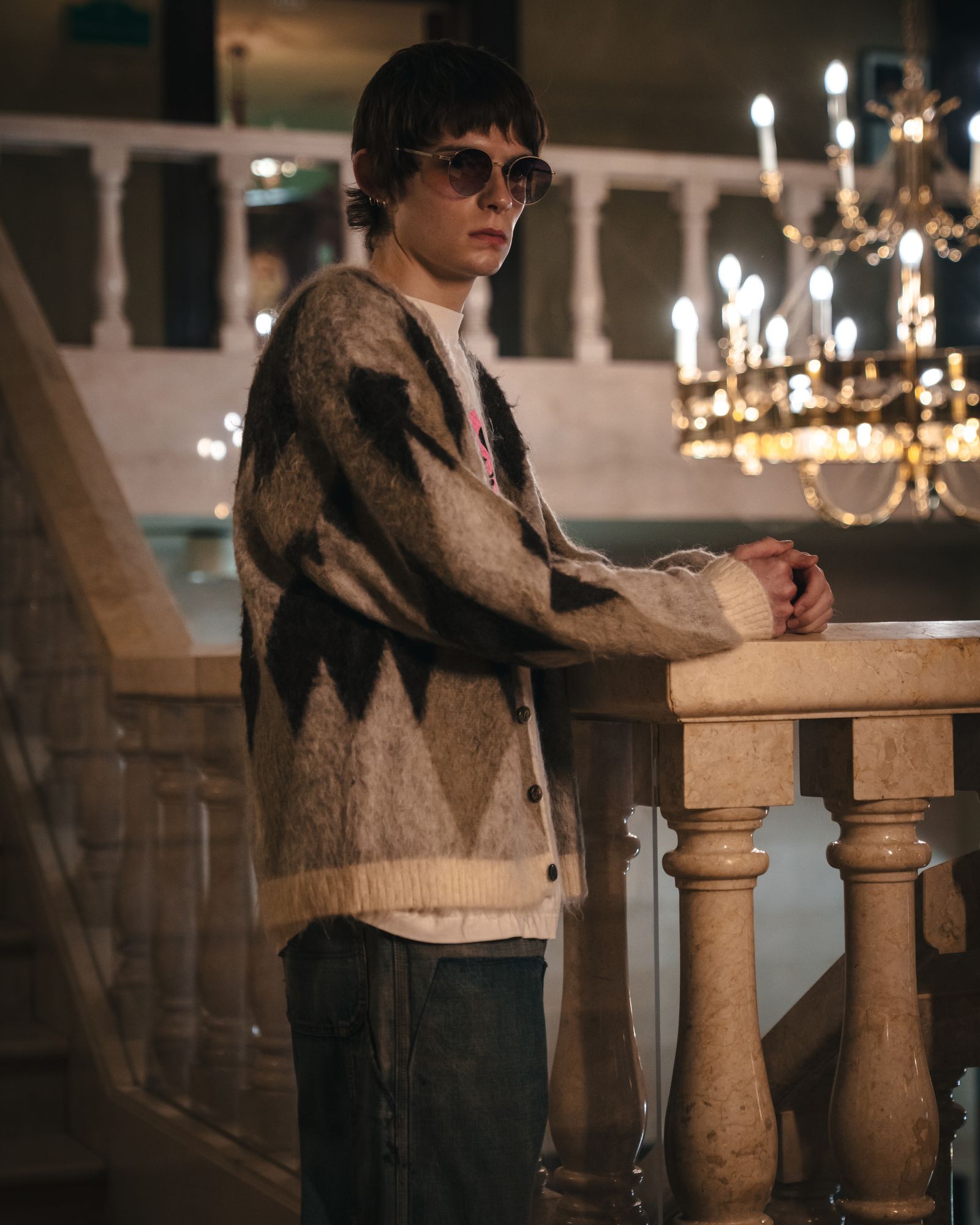 SM-HR1-0000-074 / KNIT CARDIGAN / ARGYLE / MULTI / ニットカーディガン (マルチ)