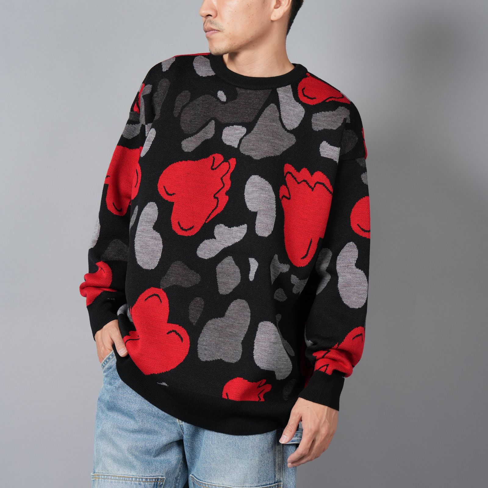 HEART CAMO KNIT / ハートカモニット (ブラック)