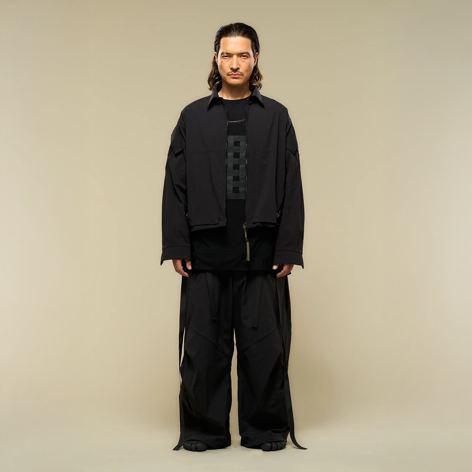 LA12-M / NYLON STRETCH SHIRT JACKET / ナイロンストレッチシャツジャケット [ストレートフィット] (ブラック)