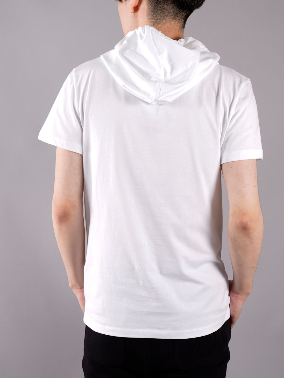 【ラスト1点】HOODED BALMAIN SHORT SLEEVE / ロゴ Tシャツ フーディー / ホワイト / コットン / メンズ