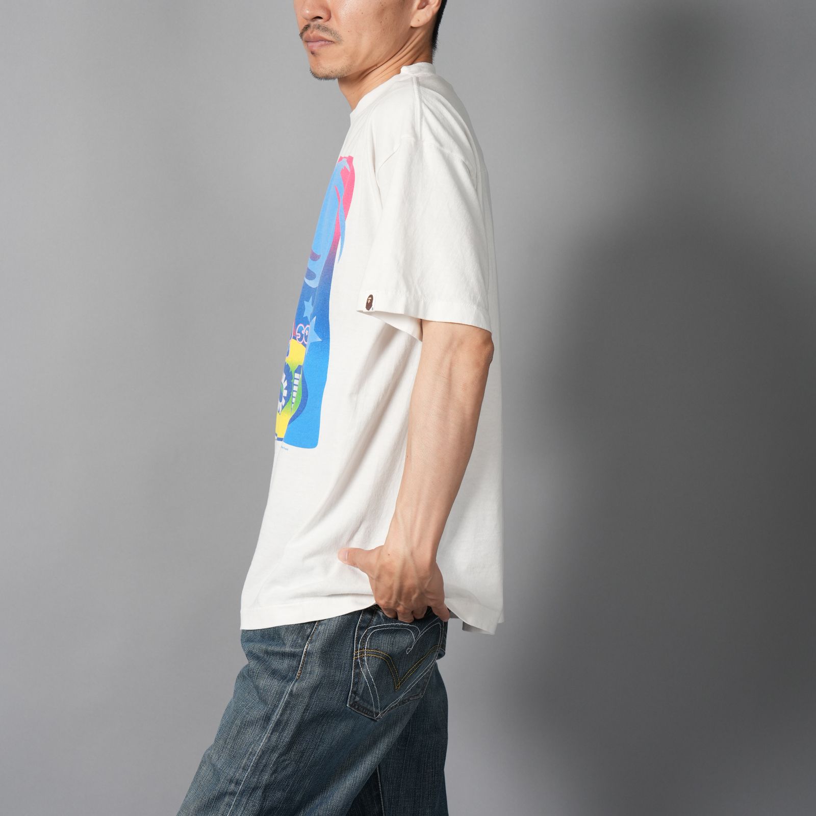 【ラスト1点】【コラボ】SM-HR1-0000-C35 / BAPE_SS TEE / GOD/ WHITE / Tシャツ (ホワイト)