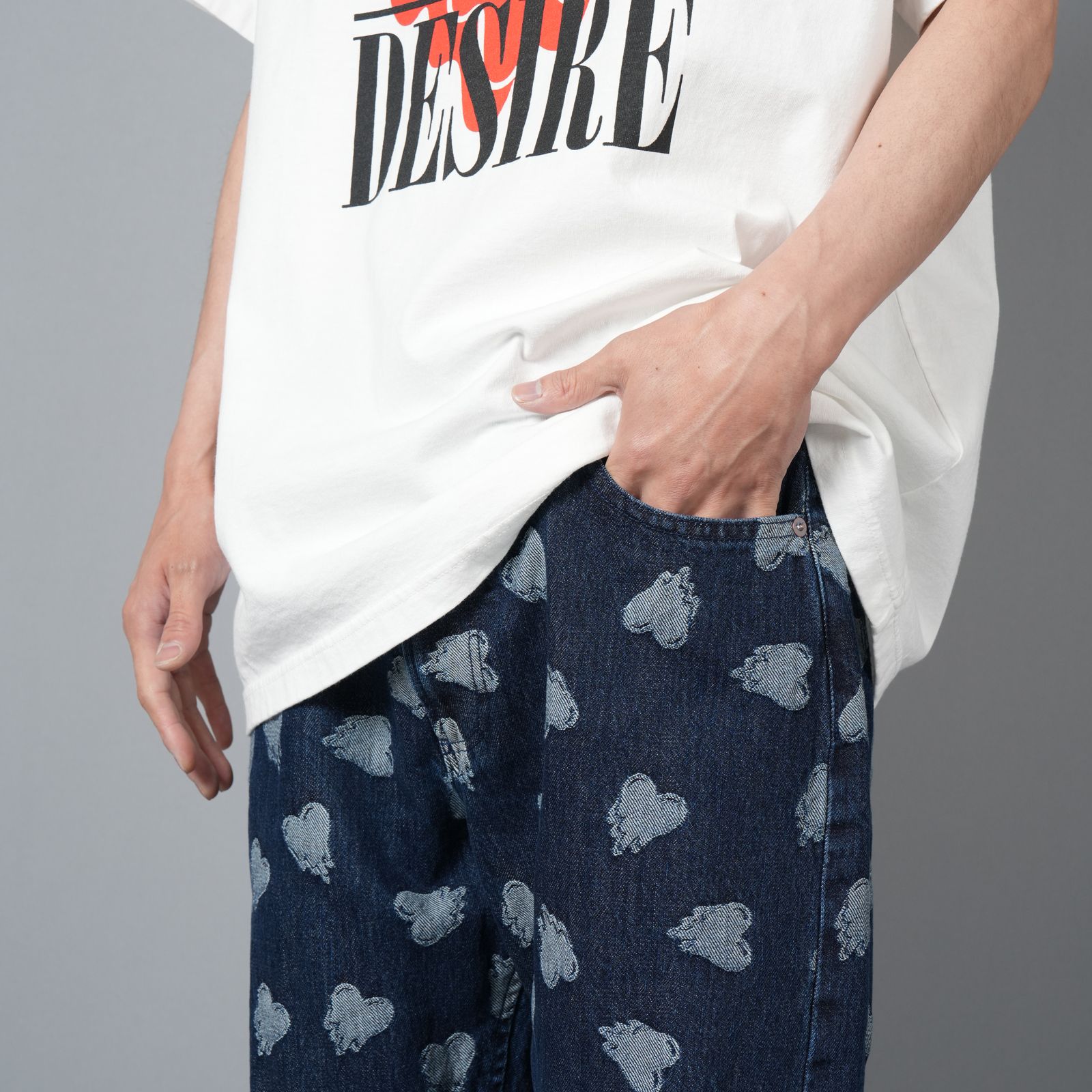 【すぐ届く・国内発】EMOTIONALLY UNAVAILABLE / EU DENIM PANTS Emotionally Unavailable - EU LOGO PATTERN DENIM PANTS