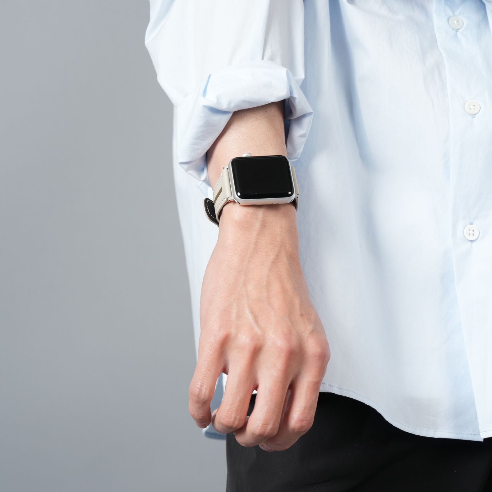 レザーハイブリッドバンド for Apple Watch (ホワイトベージュ)