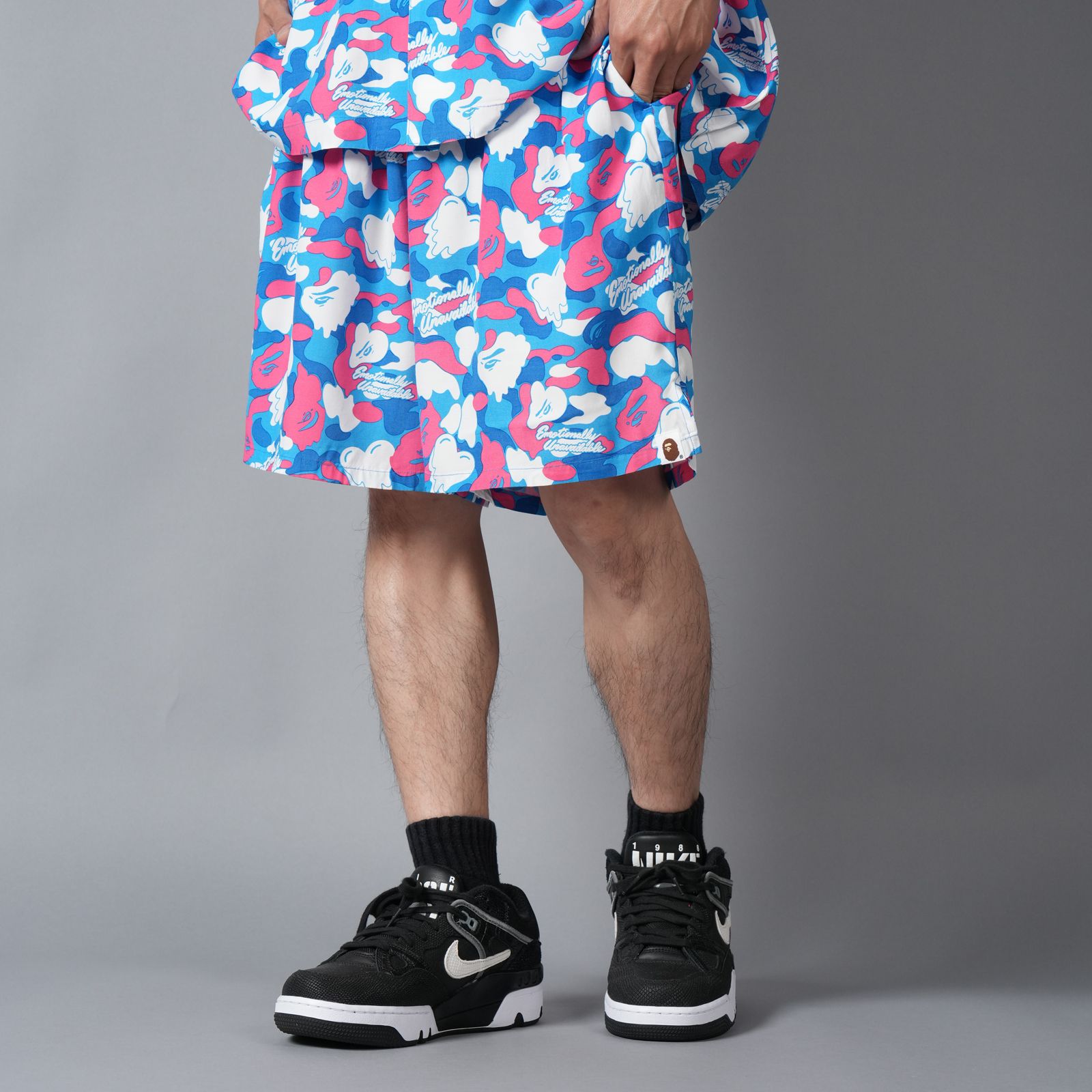 【コラボ】EU-MK8-0000-C06 / EU APE ALOHA SHORTS / BLUE / ショーツ (ブルー)