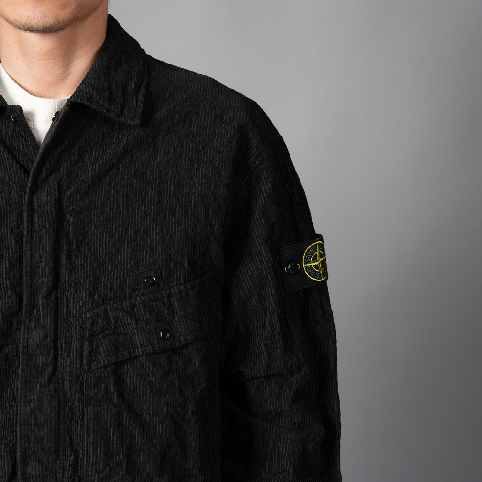 1200020 / WRINKLED CORDUROY 500-TC / オーバーシャツ・コーデュロイシャツ (ブラック)