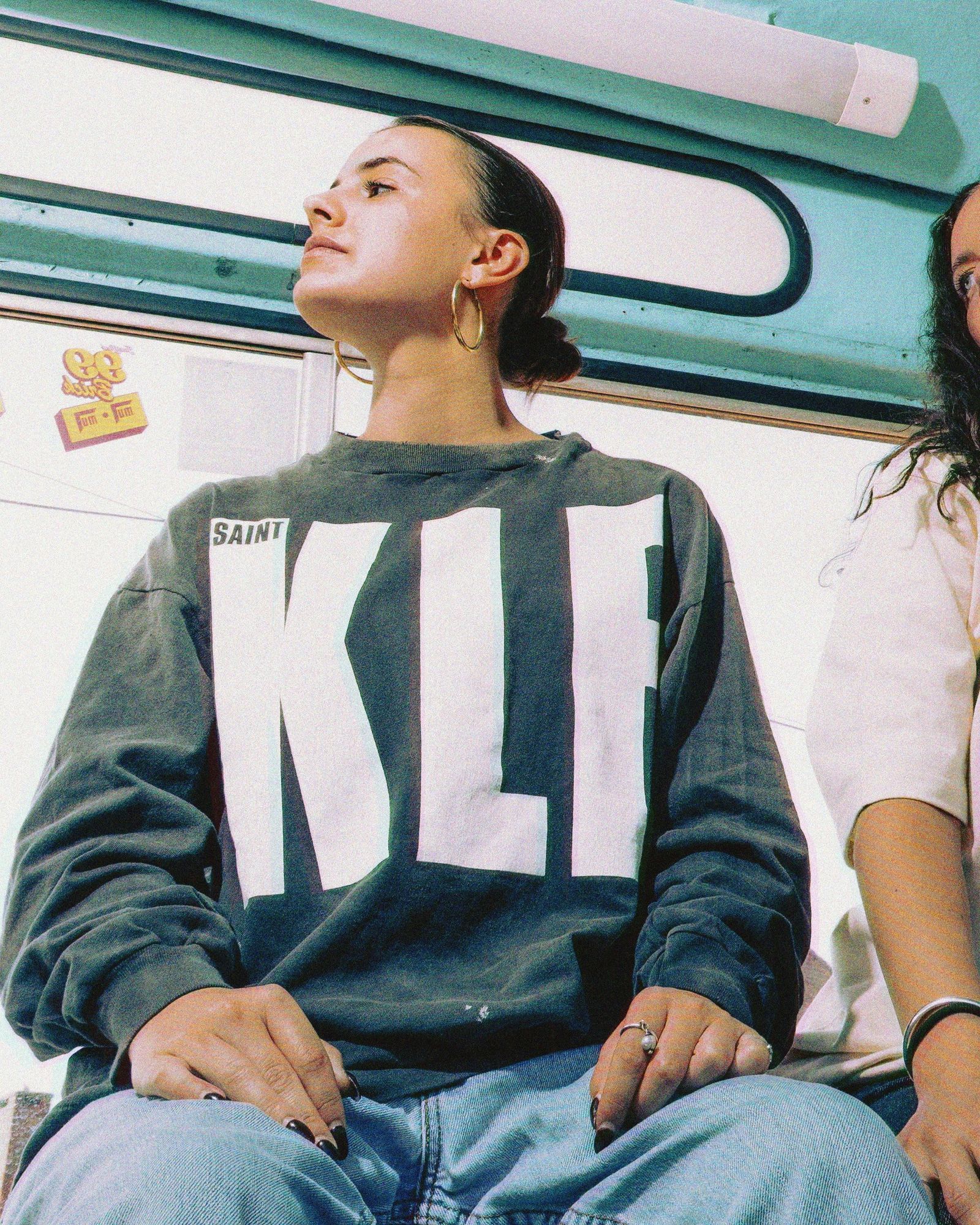 【ラスト1点】【コラボ】SM-HR1-0000-C03 / KLF  / LS TEE / WHITE KLF / BLACK / ロンT・カットソー (ブラック)