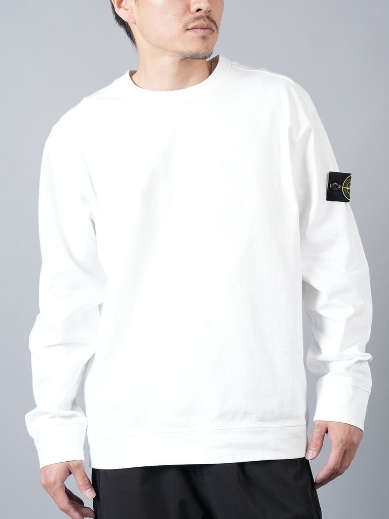 STONE ISLAND 【残りわずか】【定番アイテム】 63750 HEAVY COTTON JERSEY GARMENT DYED  ヘヴィー コットン ジャージー ガーメントダイ クルーネックスウェット (ホワイト) Confidence