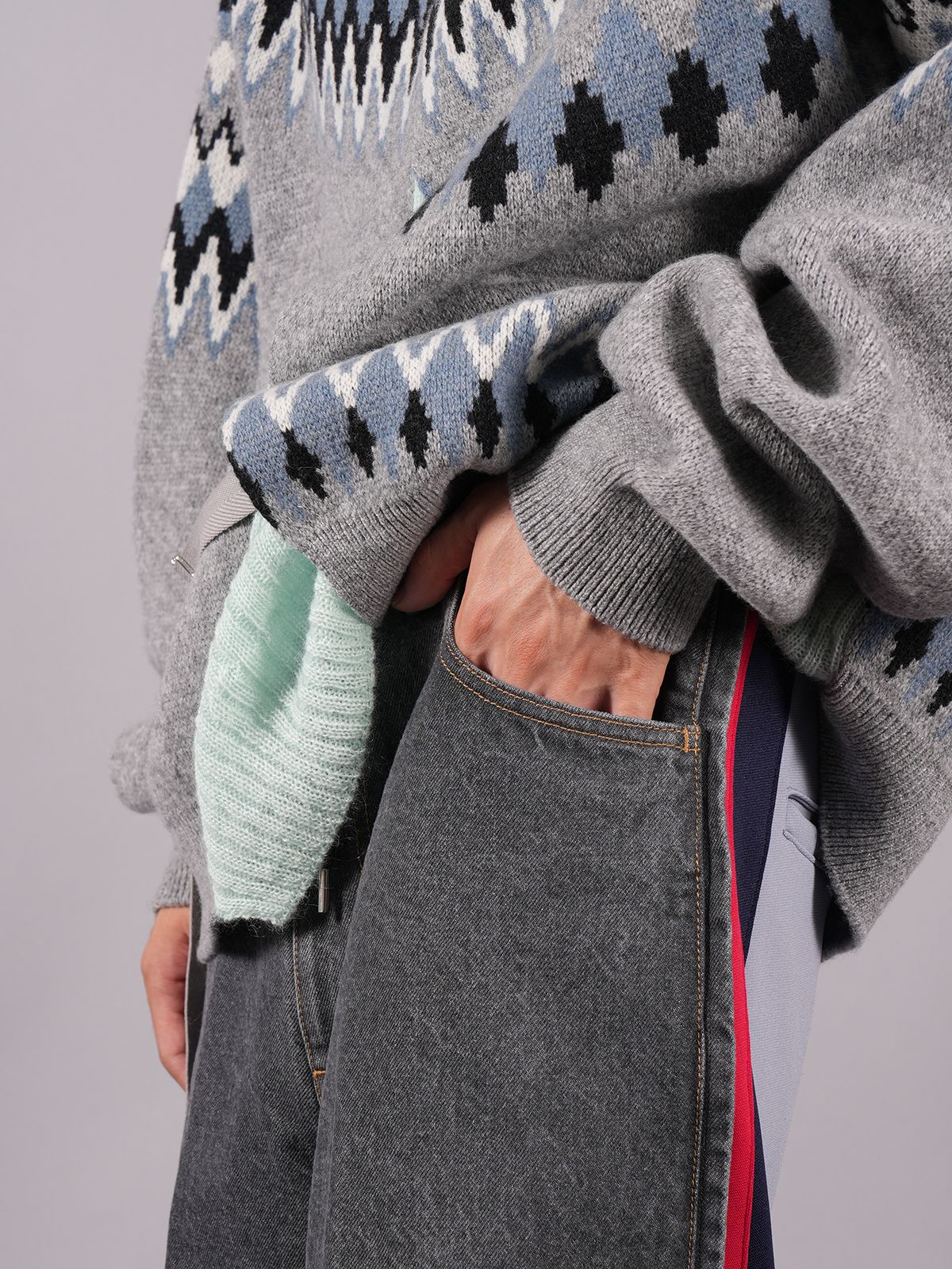 FACETASM - 【ラスト1点】 JERSEY MERGING DENIM PANTS