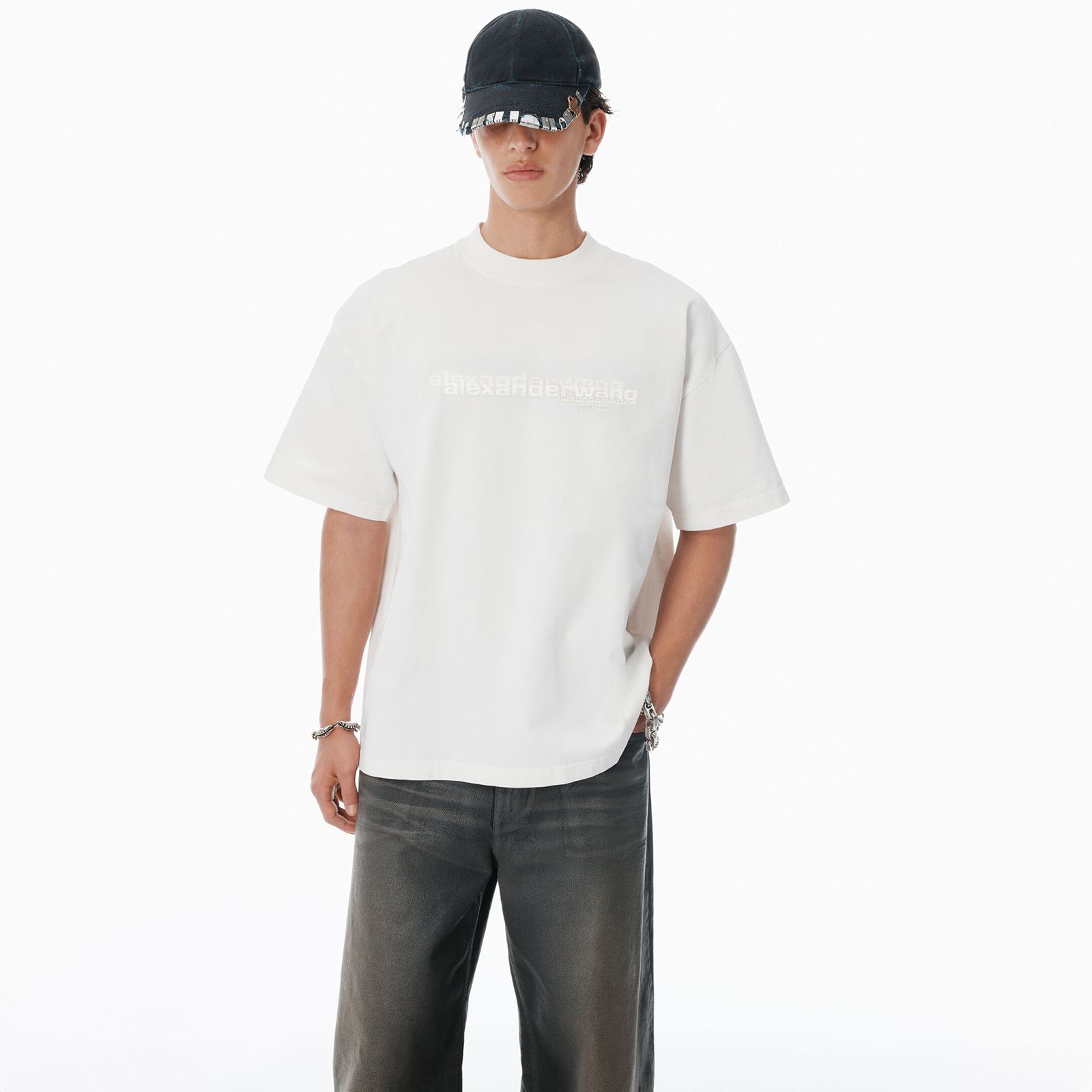 alexander wang - SHORT SLEEVE T-SHIRT / ブラック コットン