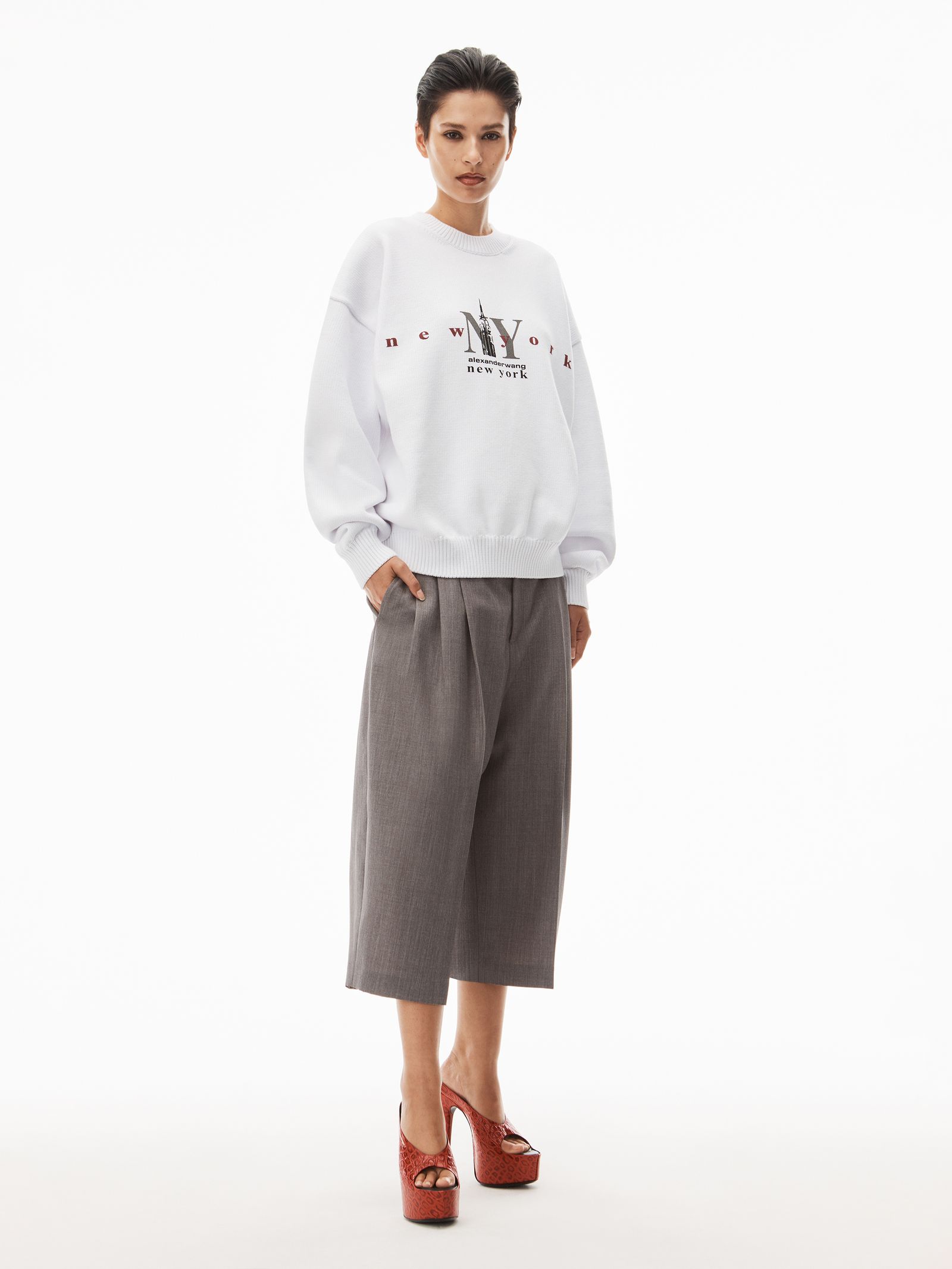 ALEXANDER WANG - CREWNECK PULLOVER WITH NY EMPIRE STATE LOGO