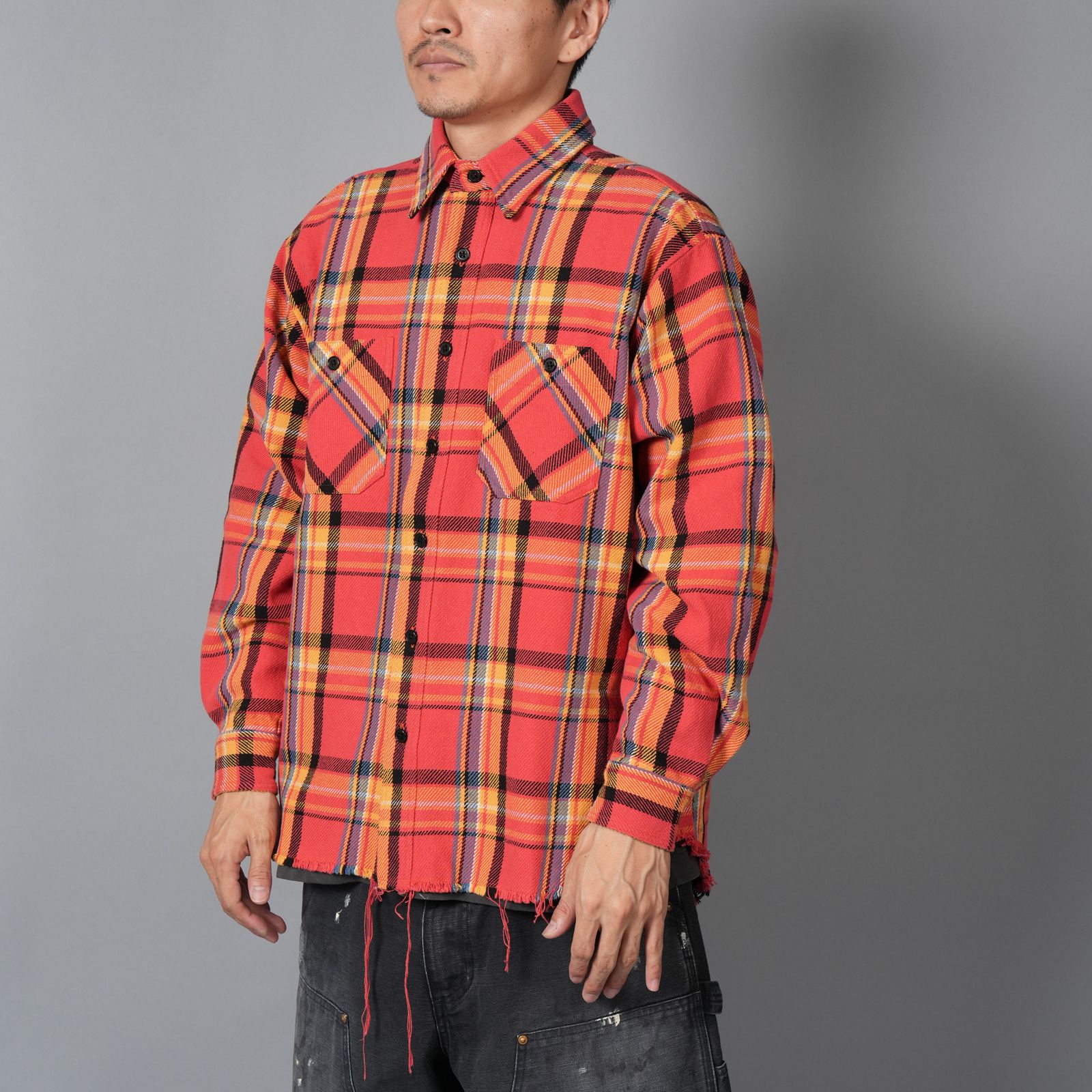 DAMAGED FLANNEL SHIRTS / ネルシャツ (オレンジ)